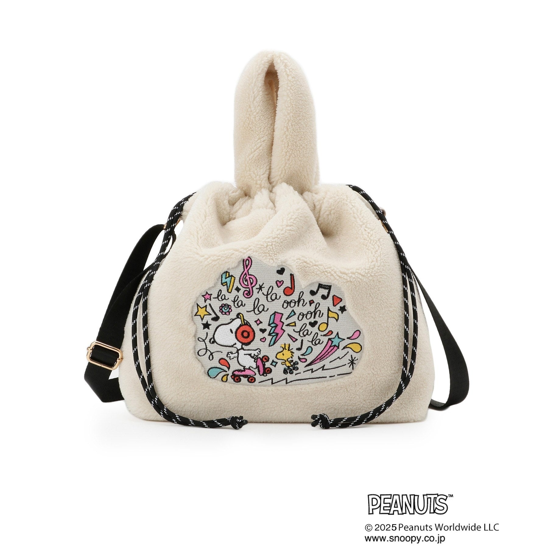 グローブ grove 【PEANUTS】ボア巾着トート （チャコールグレー(014)） チャコールグレー(014)