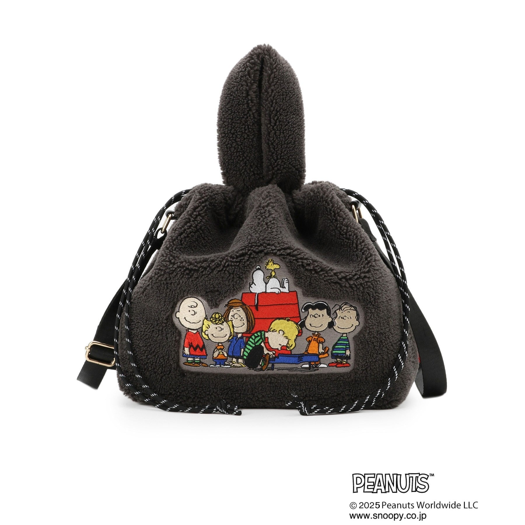 グローブ grove 【PEANUTS】ボア巾着トート （チャコールグレー(014)） チャコールグレー(014)