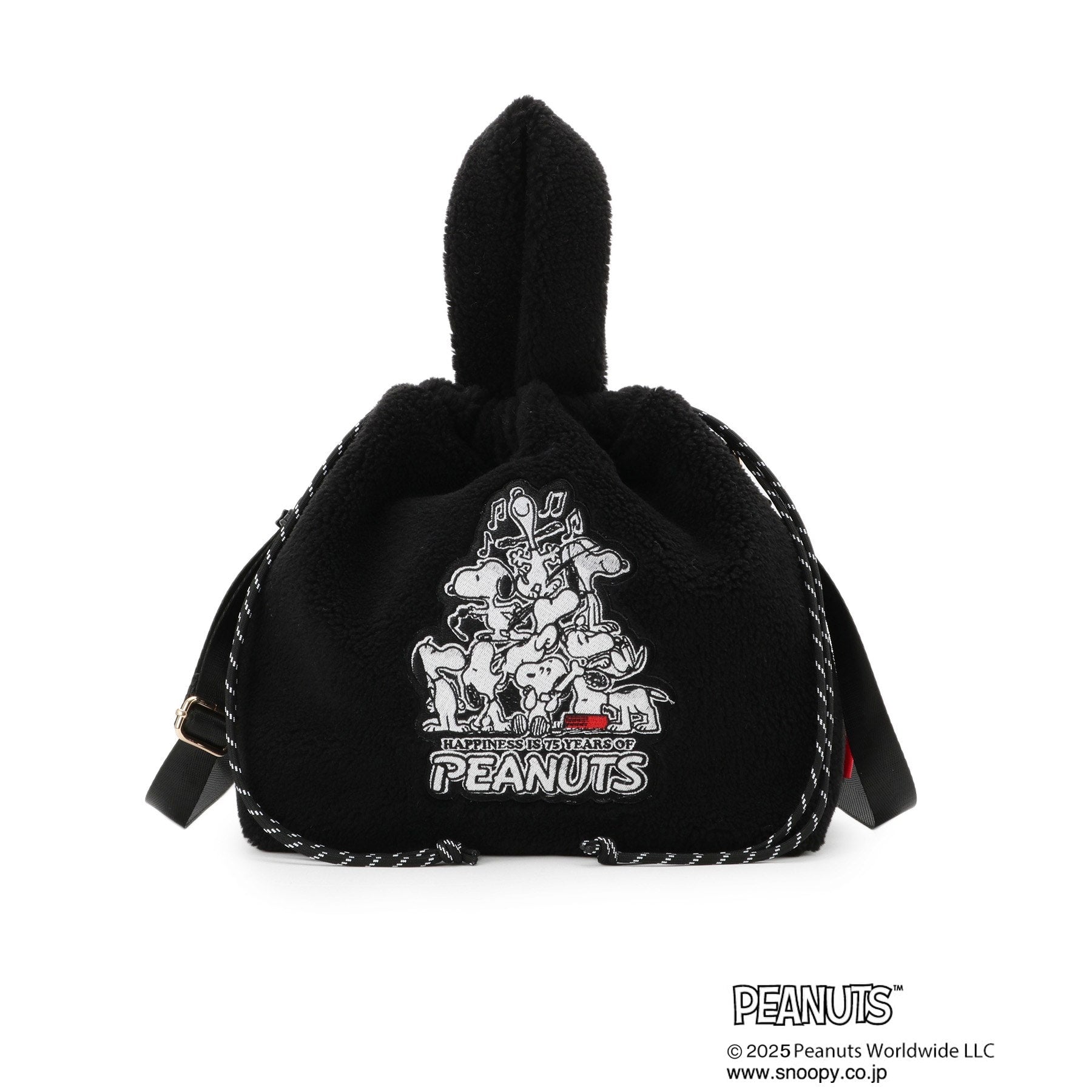 グローブ grove 【PEANUTS】ボア巾着トート （チャコールグレー(014)） チャコールグレー(014)