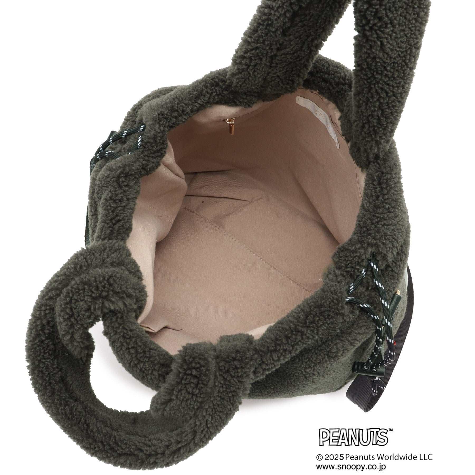 グローブ grove 【PEANUTS】ボア巾着トート （チャコールグレー(014)） チャコールグレー(014)