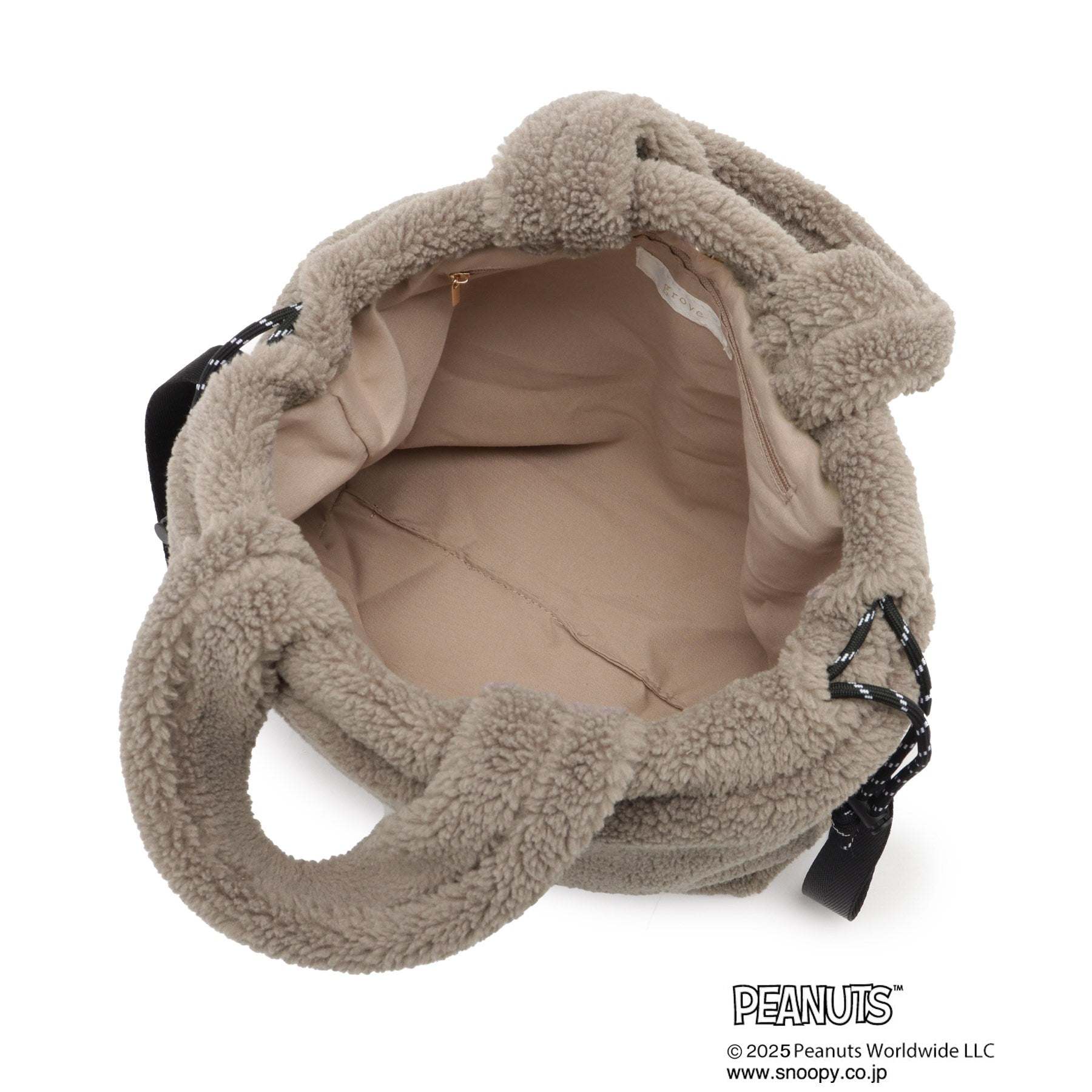 グローブ grove 【PEANUTS】ボア巾着トート （チャコールグレー(014)） チャコールグレー(014)