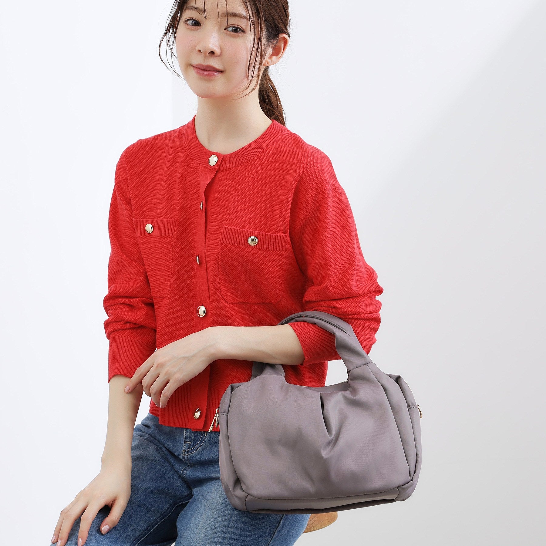 グローブ grove 【撥水】フロントタック2WAYトート （ライトグレー(011)） ライトグレー(011)