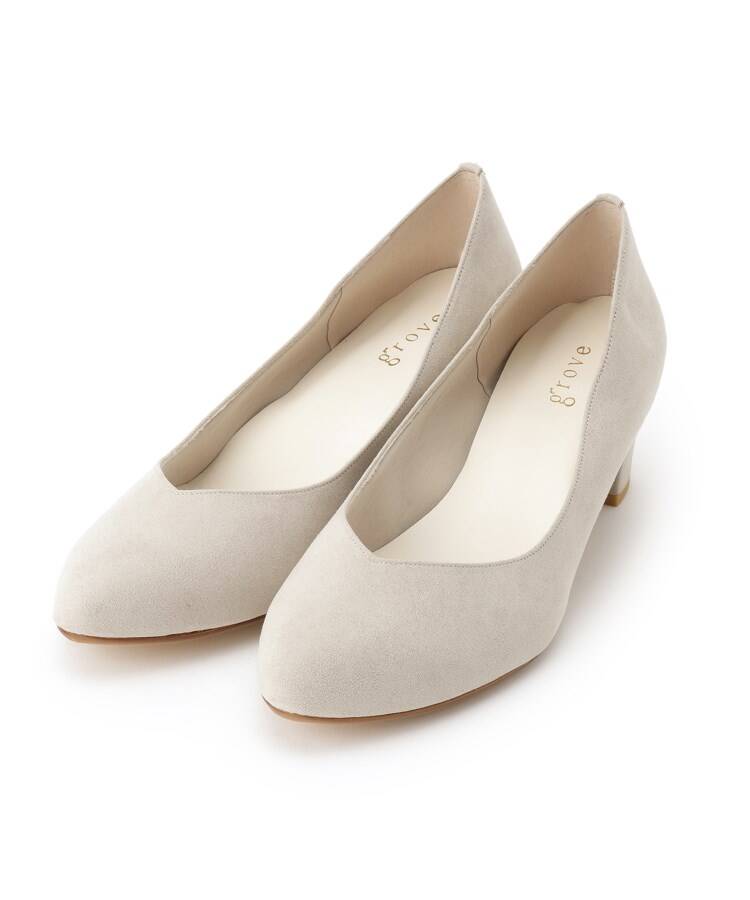 グローブ grove 【はっ水加工】やわここちチャンキーヒールパンプス(ヒール5.0cm) （ピンク(072)） ピンク(072)