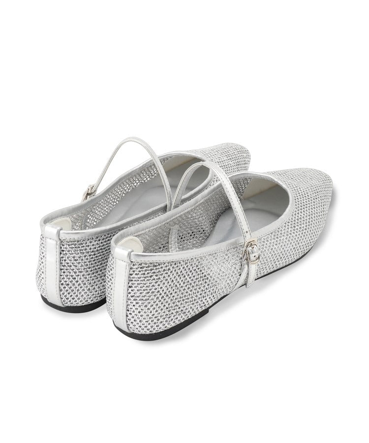 グローブ grove メッシュメリージェーンフラットパンプス （ブラック(019)） ブラック(019)