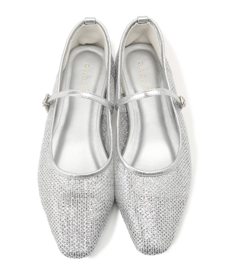 グローブ grove メッシュメリージェーンフラットパンプス （ブラック(019)） ブラック(019)