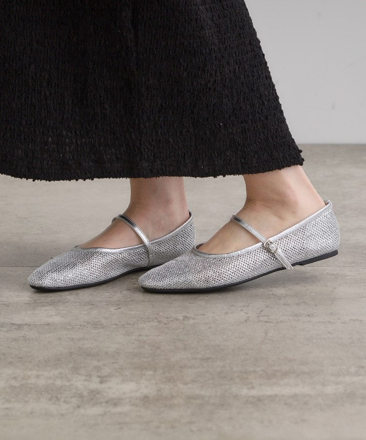 グローブ grove メッシュメリージェーンフラットパンプス （ブラック(019)） ブラック(019)