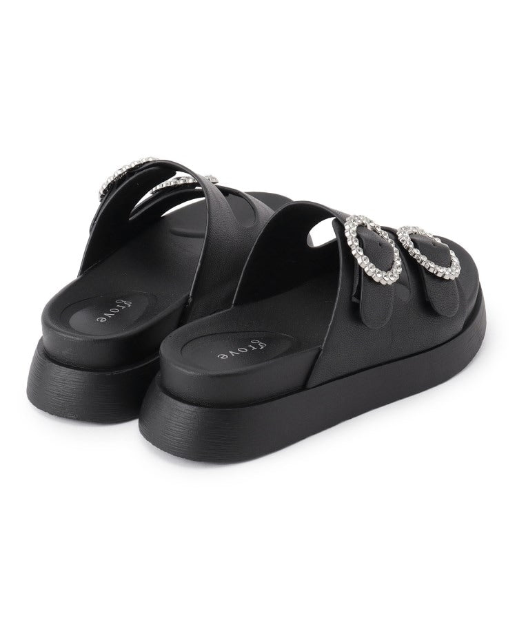 グローブ grove 厚底ダブルビジューバックルサンダル （アイボリー(004)） アイボリー(004)