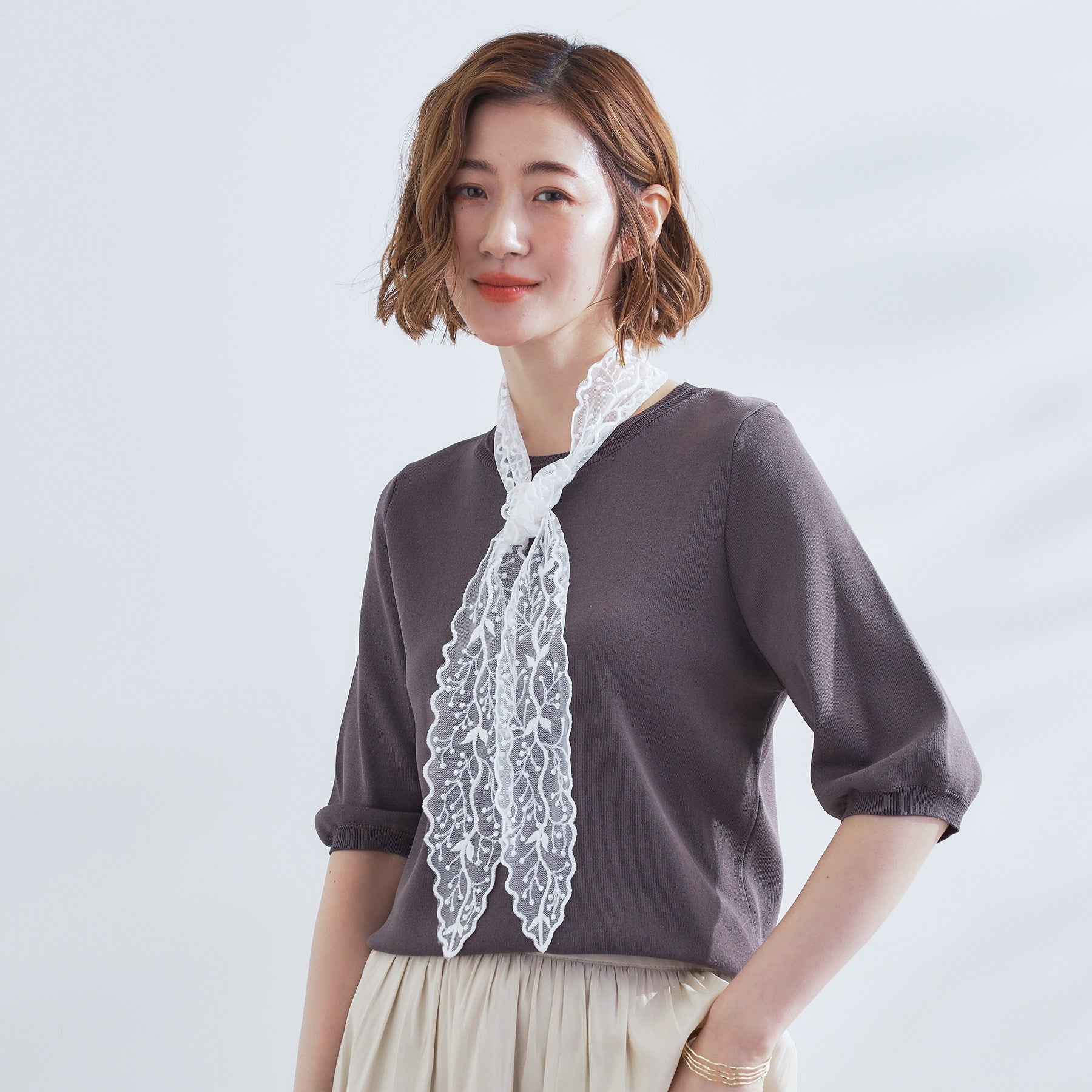 グローブ grove レースナロースカーフ （ホワイト(001)） ホワイト(001)