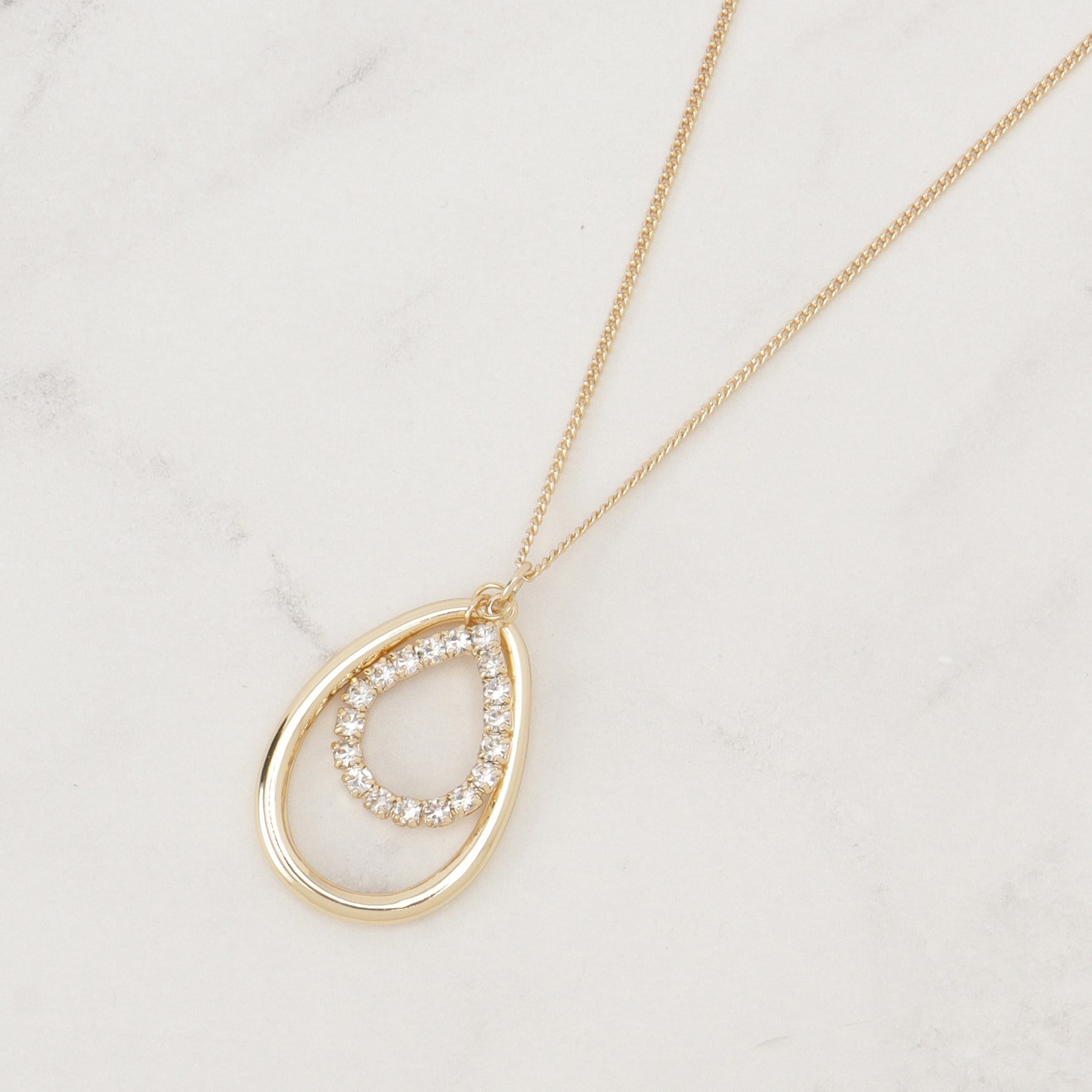 グローブ grove しずくメタルビジューリングネックレス （ゴールド(007)） ゴールド(007)