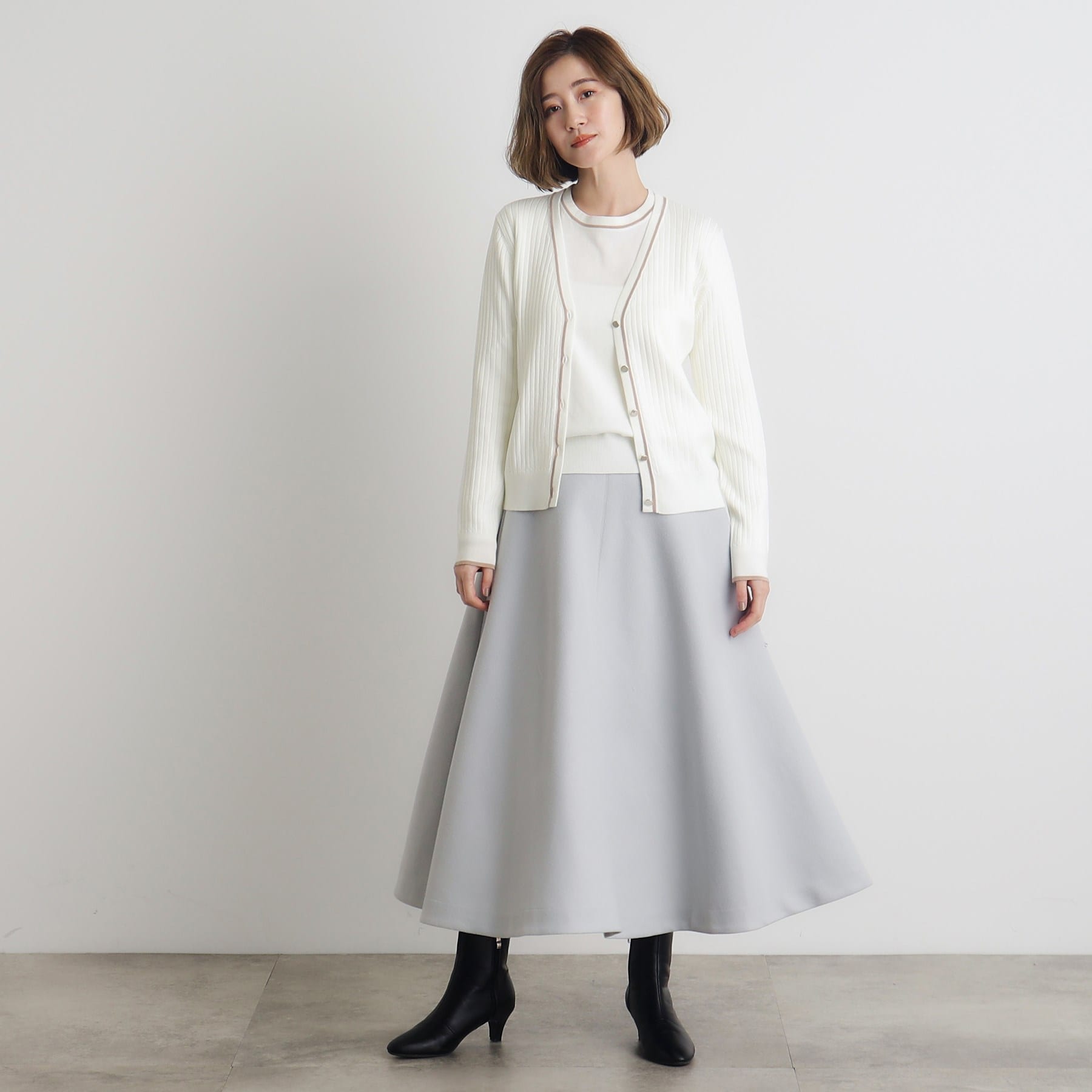 グローブ grove ウール混ラメアンサンブル対応カーディガン