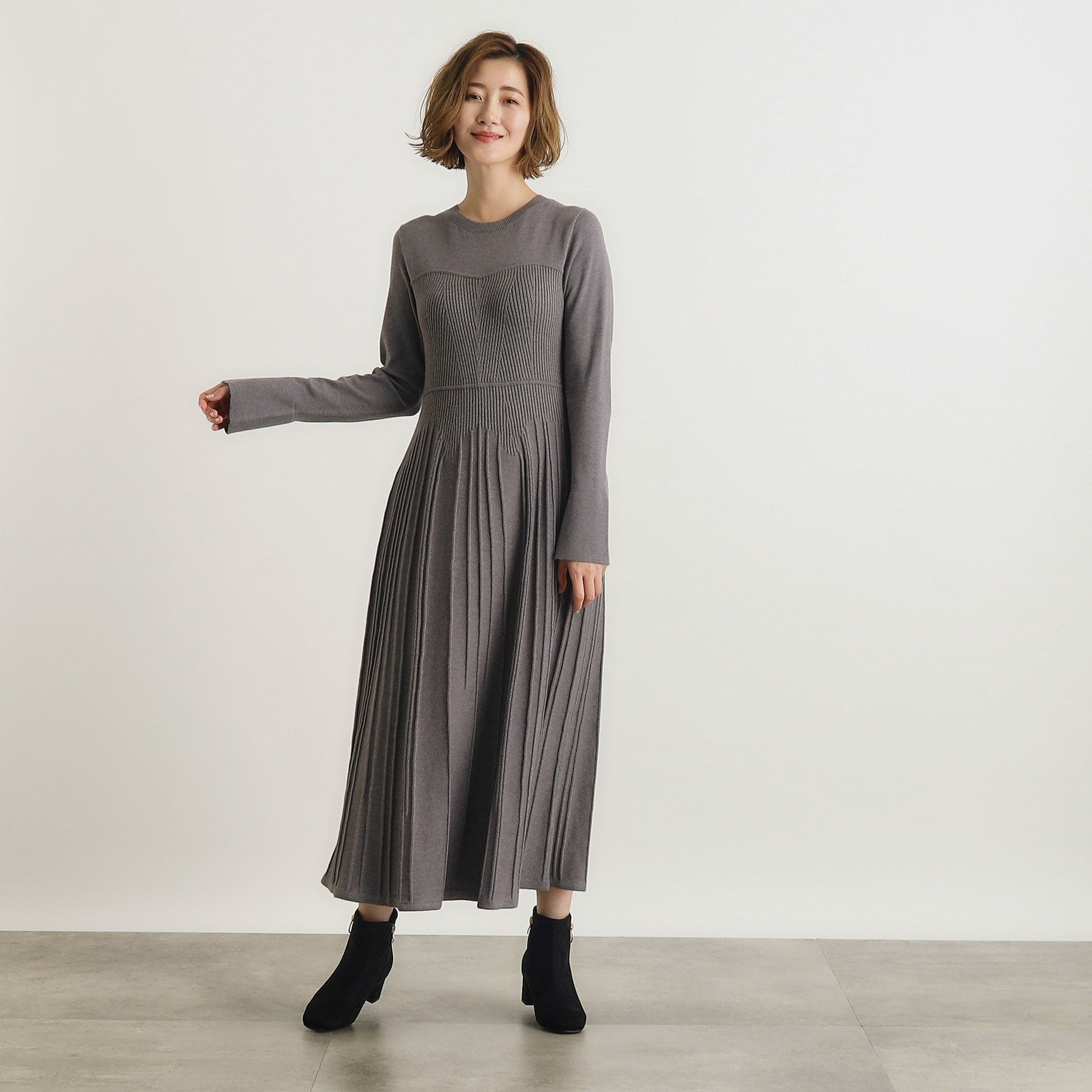 グローブ grove ビスチェライクリブニットワンピース