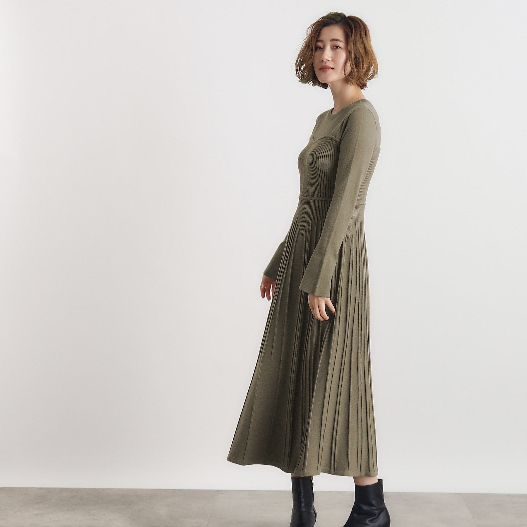 グローブ grove ビスチェライクリブニットワンピース