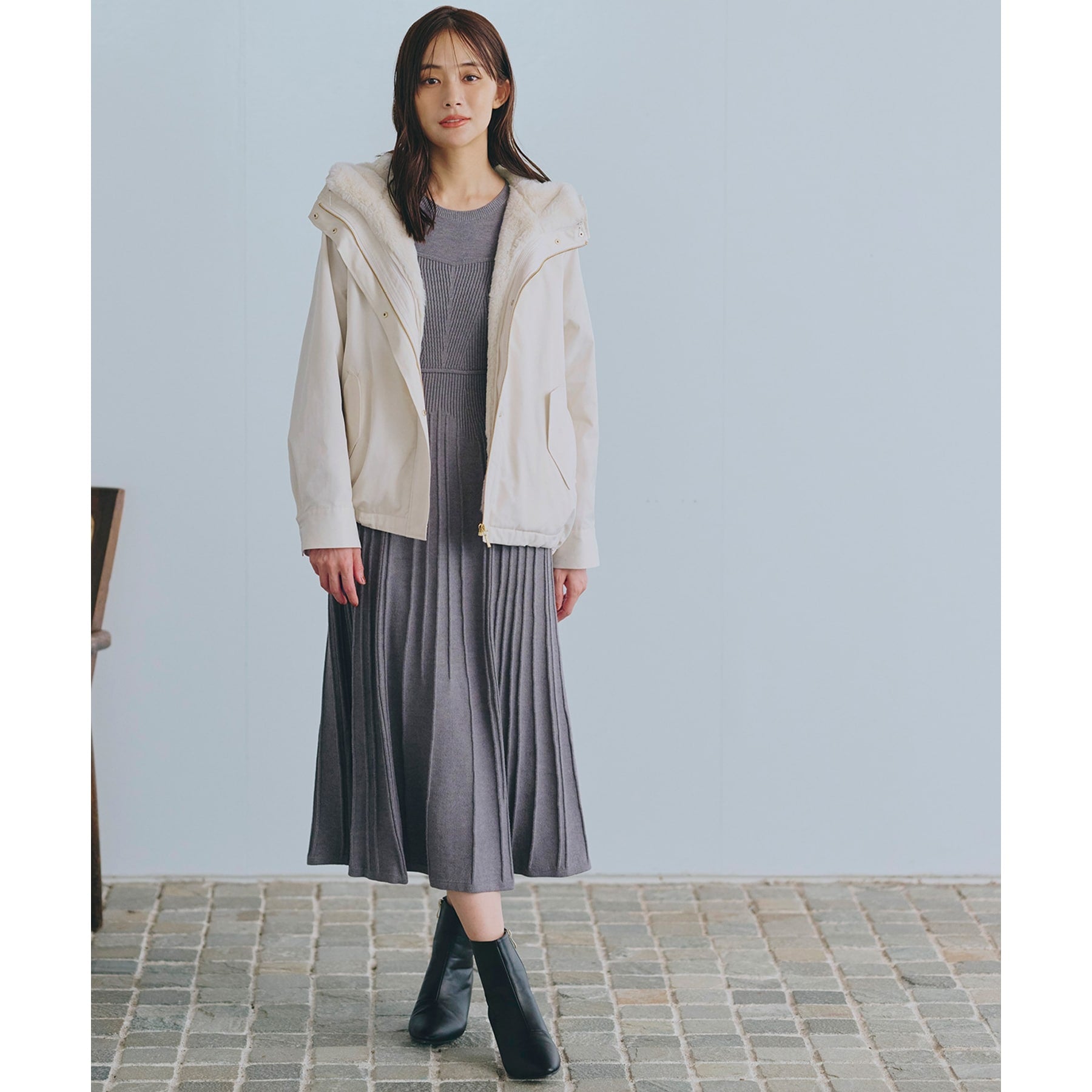 グローブ grove ビスチェライクリブニットワンピース