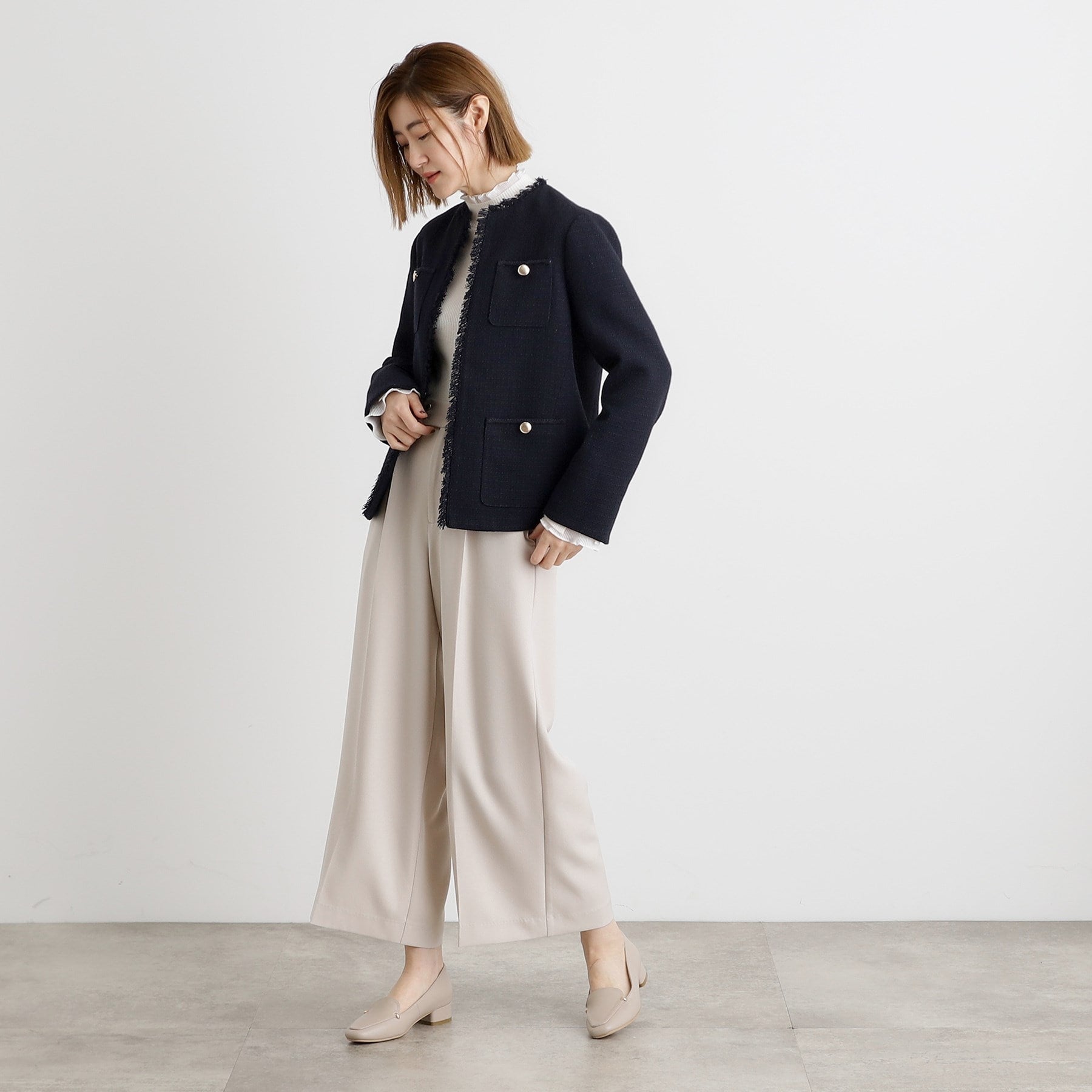 Grove grove fringe tweed jacket