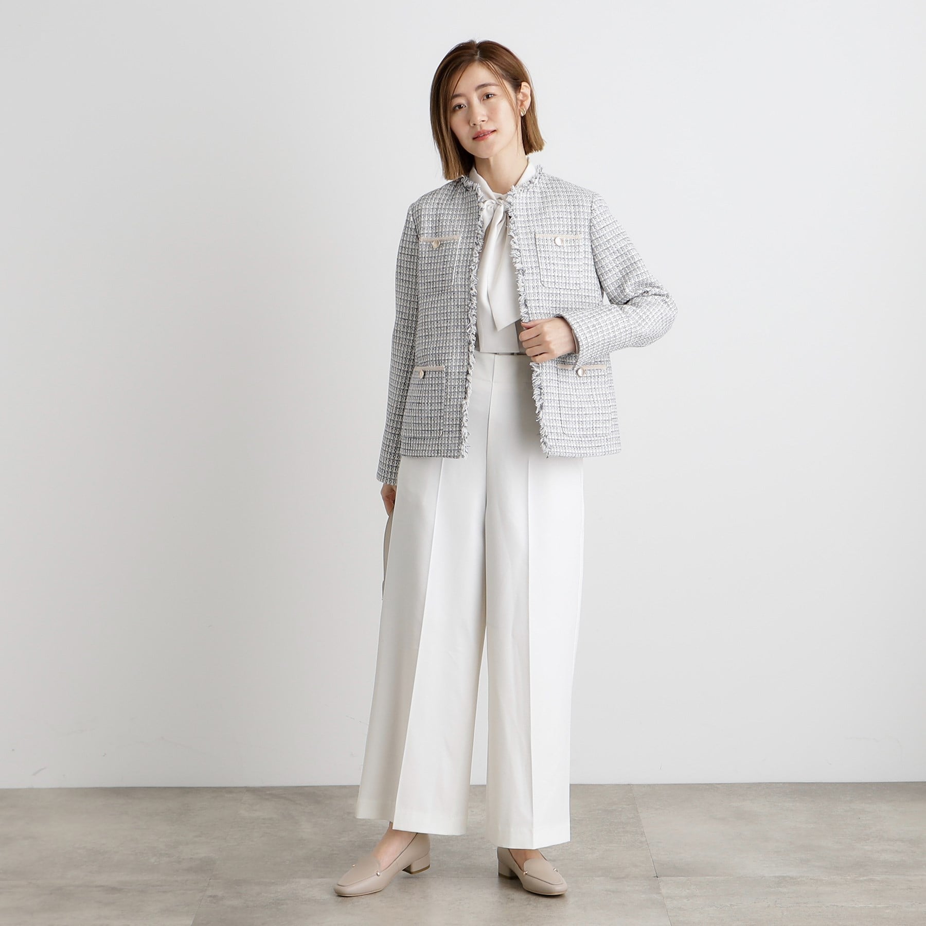Grove grove fringe tweed jacket