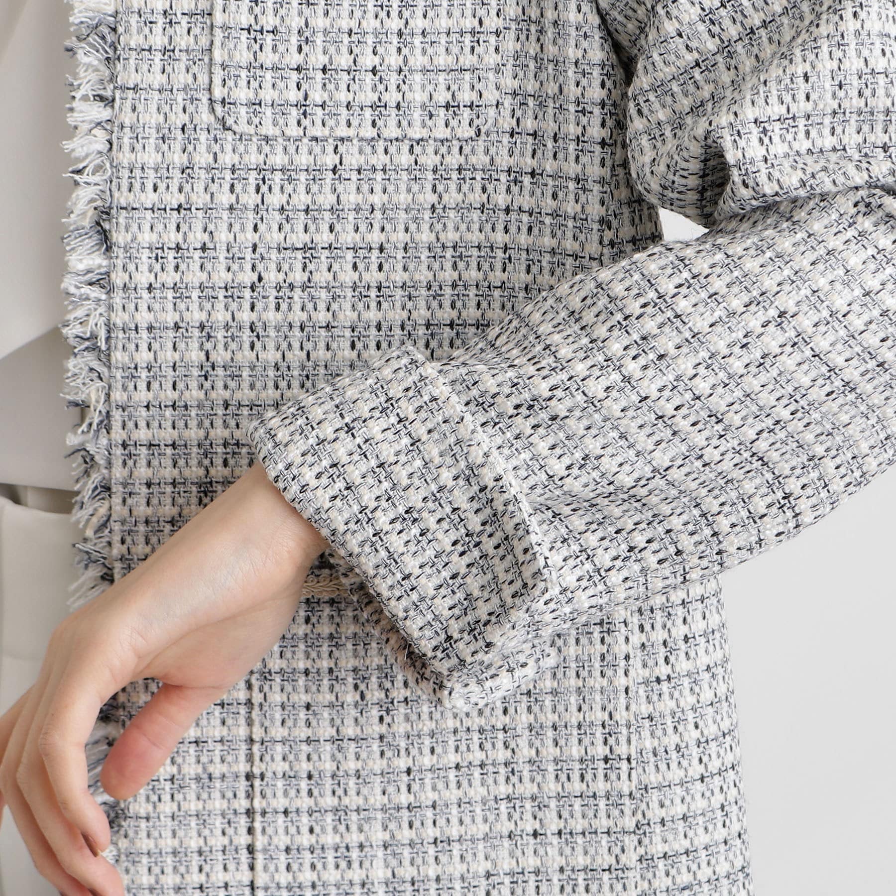 Grove grove fringe tweed jacket