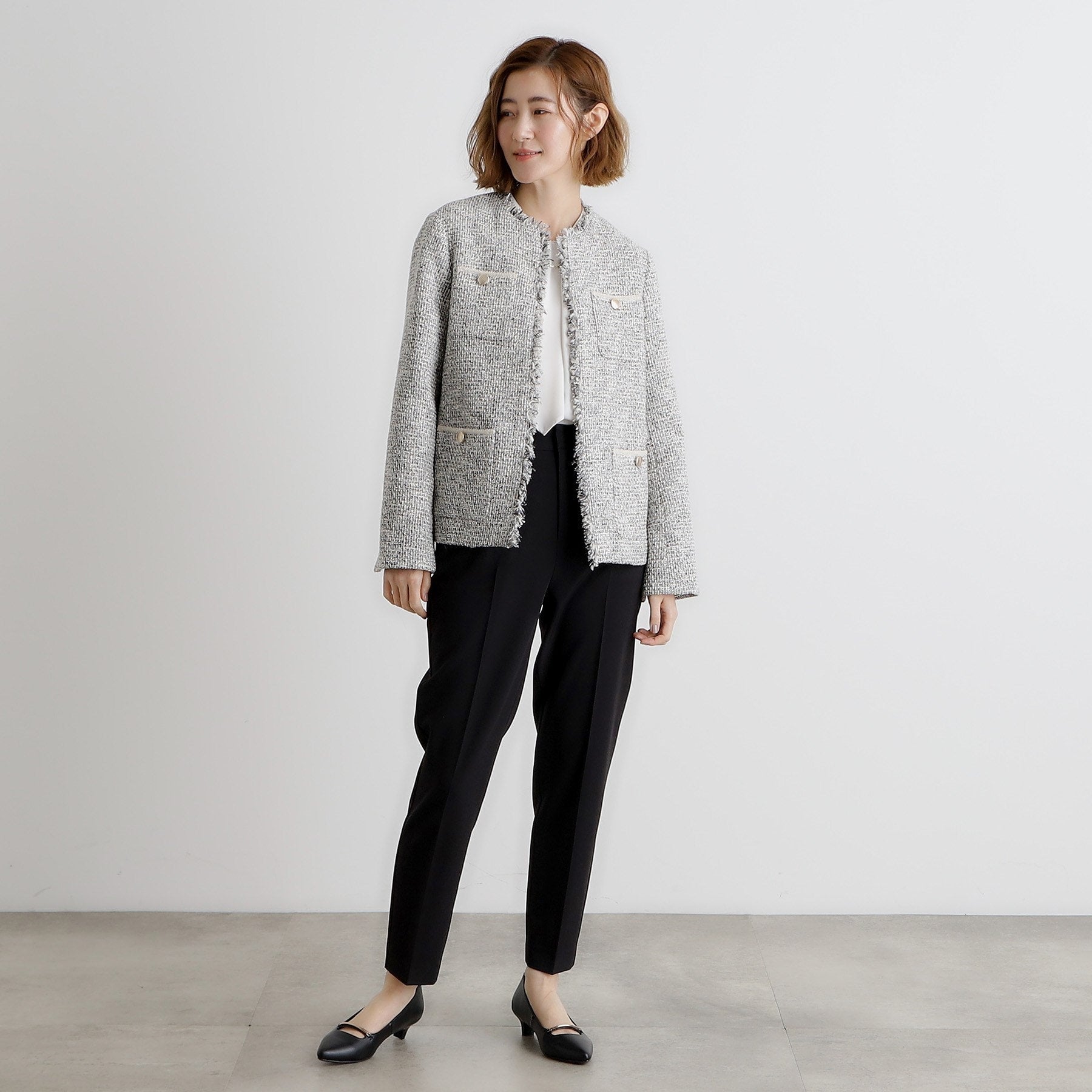 Grove grove fringe tweed jacket
