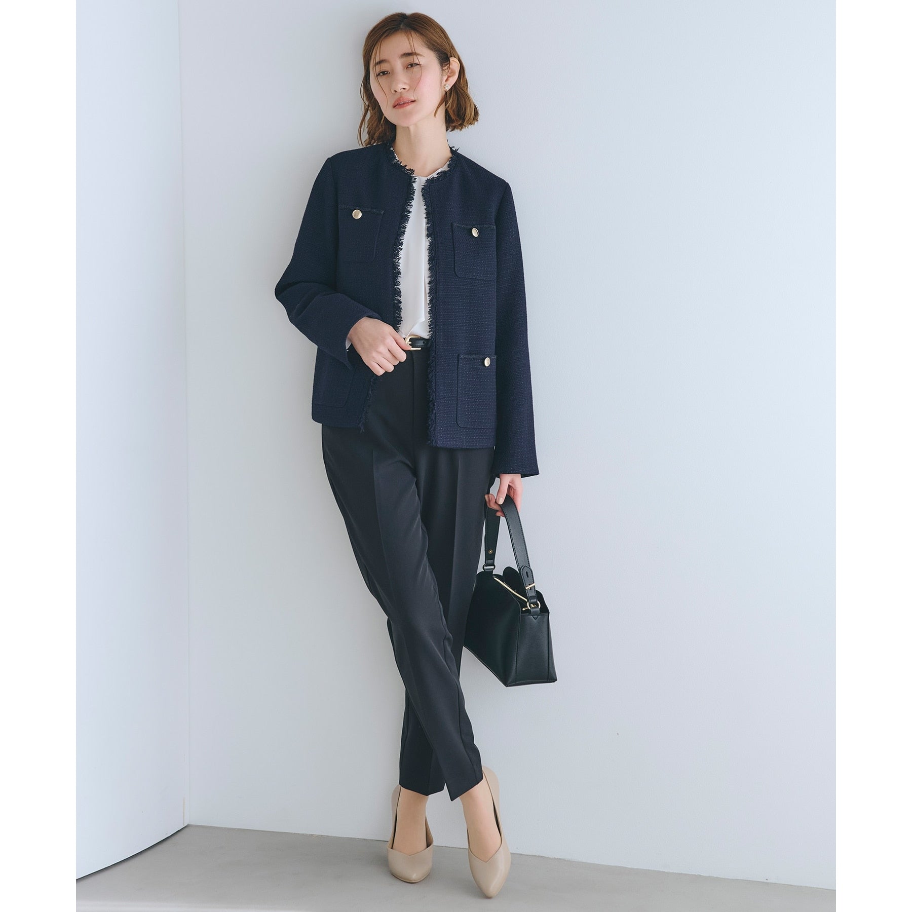 Grove grove fringe tweed jacket