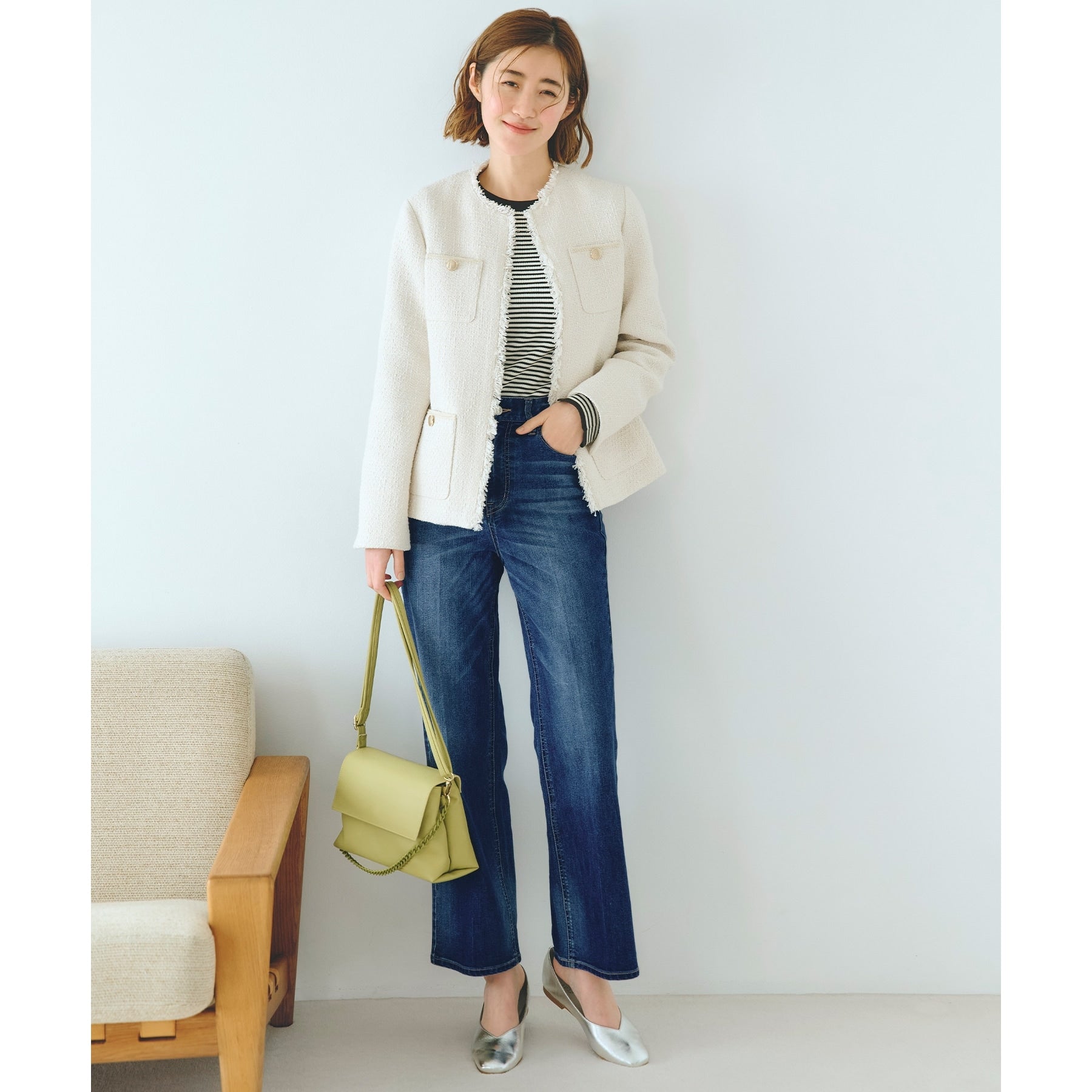 Grove grove fringe tweed jacket