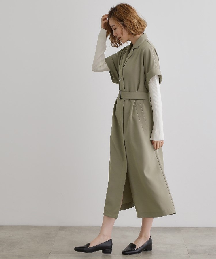 グローブ grove トレンチライクハーフスリーブワンピース （カーキ(027)） カーキ(027)