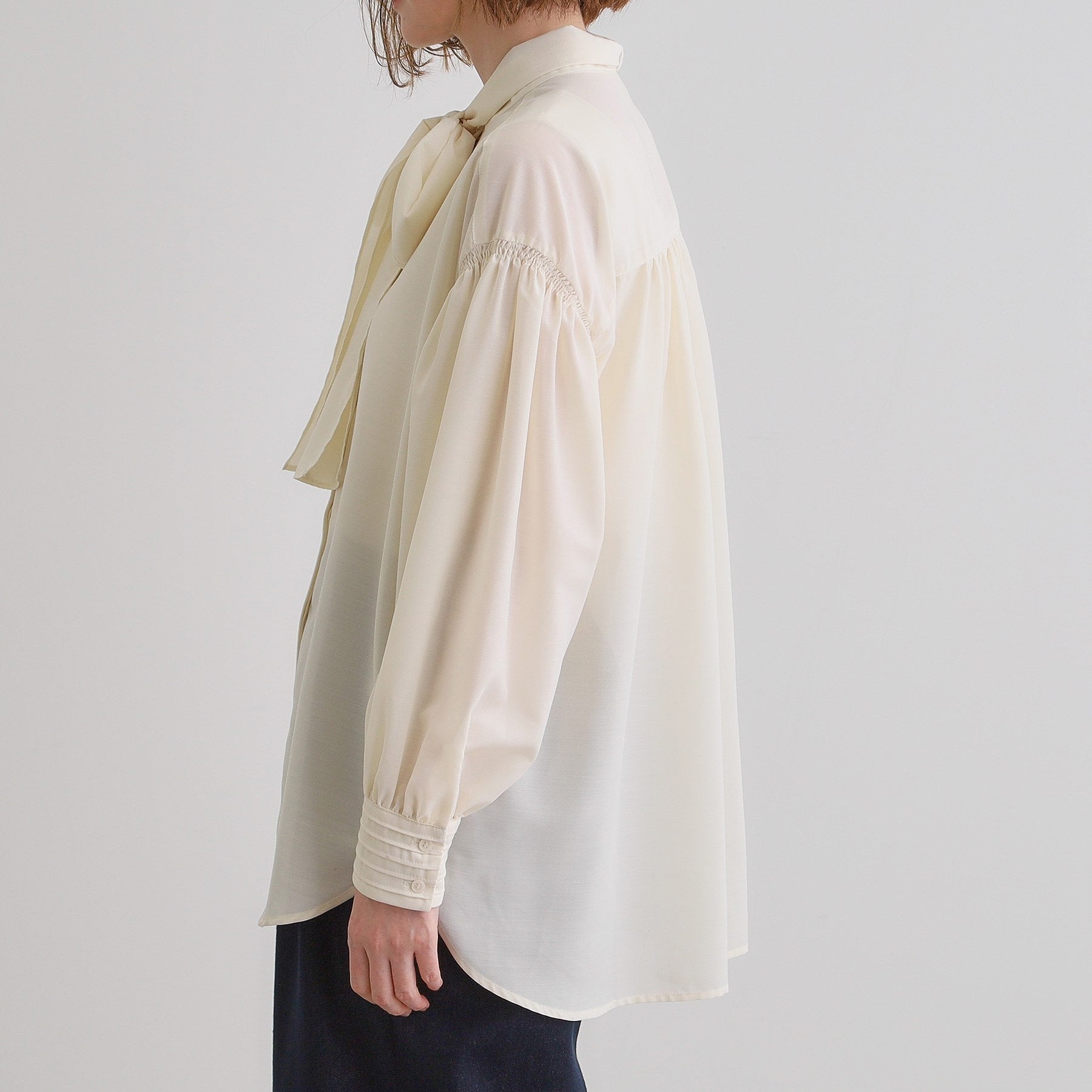 Grove grove 2WAY sheer bow tie blouse