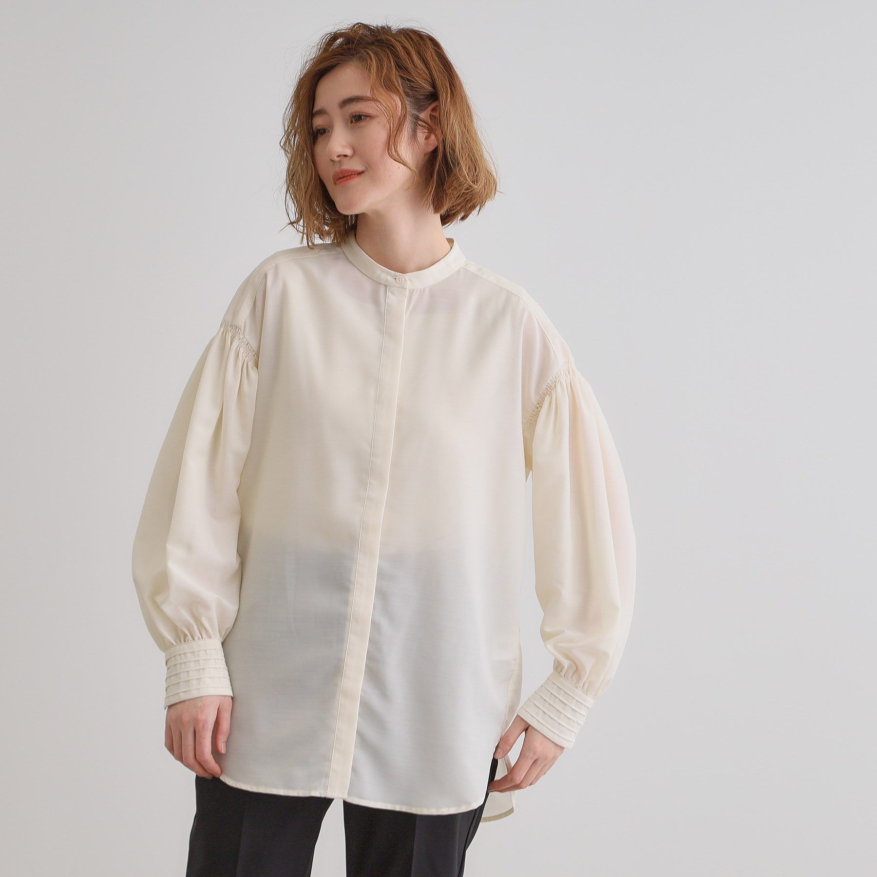 Grove grove 2WAY sheer bow tie blouse