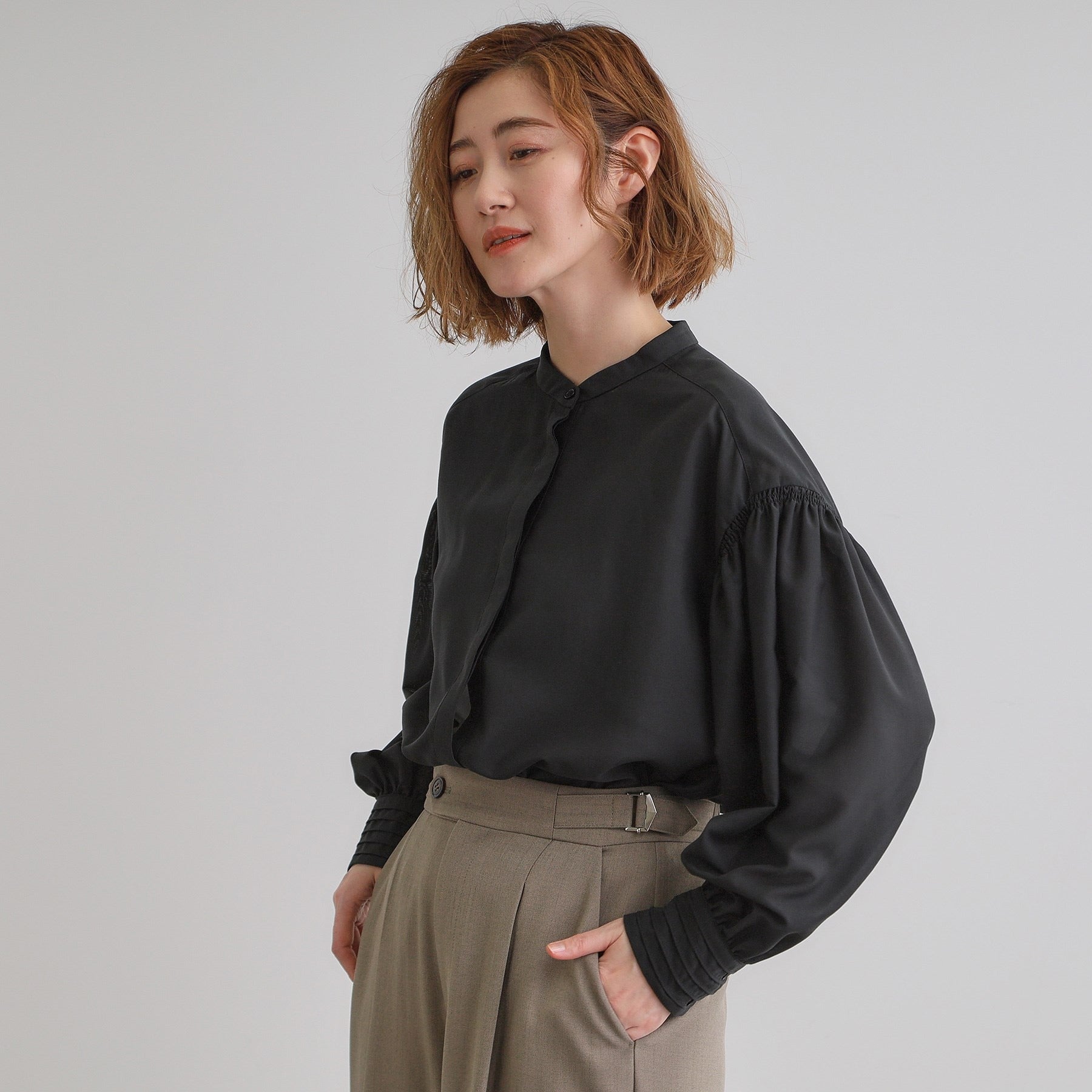 Grove grove 2WAY sheer bow tie blouse