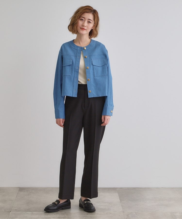 グローブ grove ライトデニムノーカラージャケット （ブルー(092)） ブルー(092)