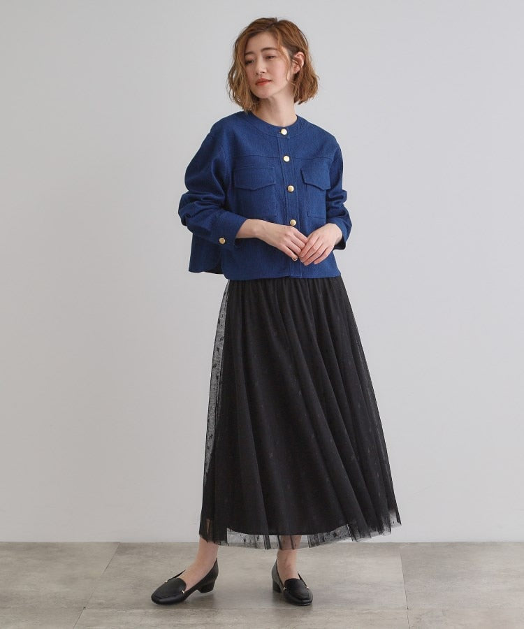 グローブ grove ライトデニムノーカラージャケット （ブルー(092)） ブルー(092)