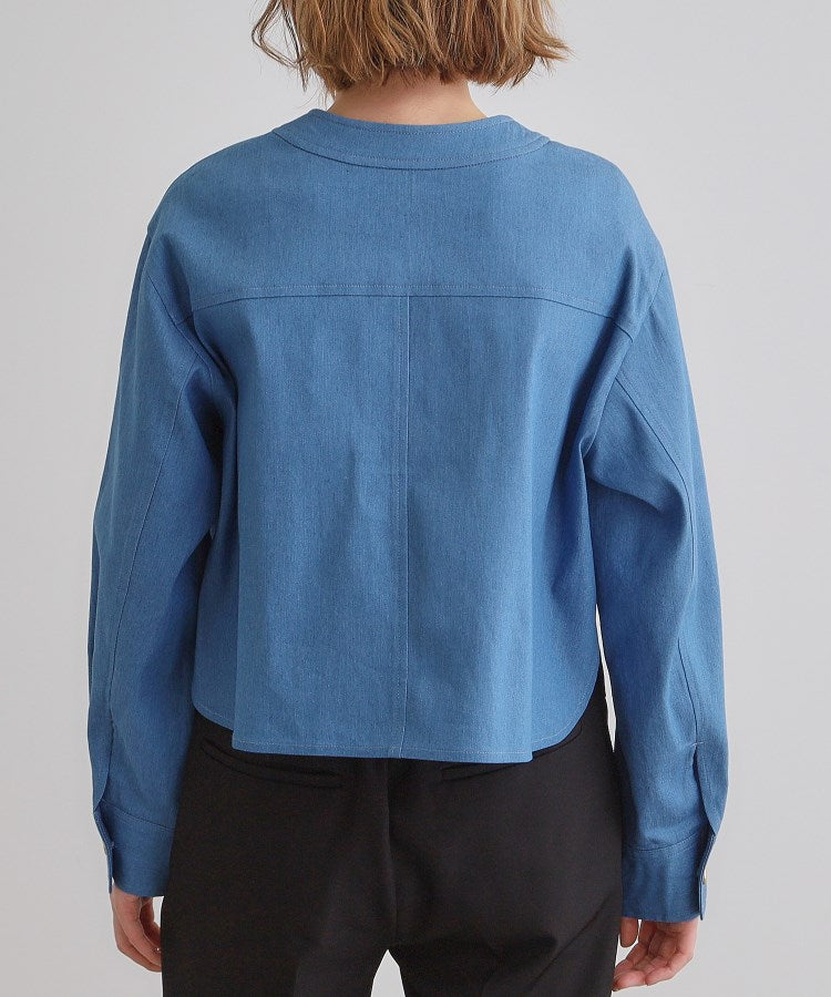 グローブ grove ライトデニムノーカラージャケット （ブルー(092)） ブルー(092)