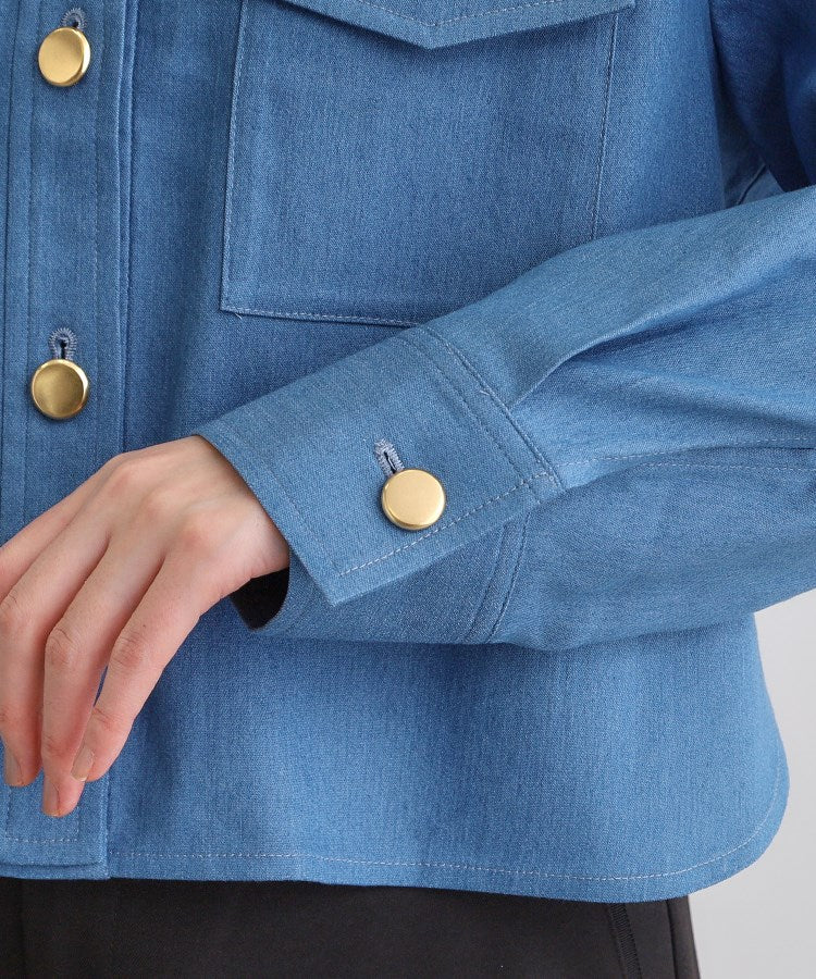 グローブ grove ライトデニムノーカラージャケット （ブルー(092)） ブルー(092)