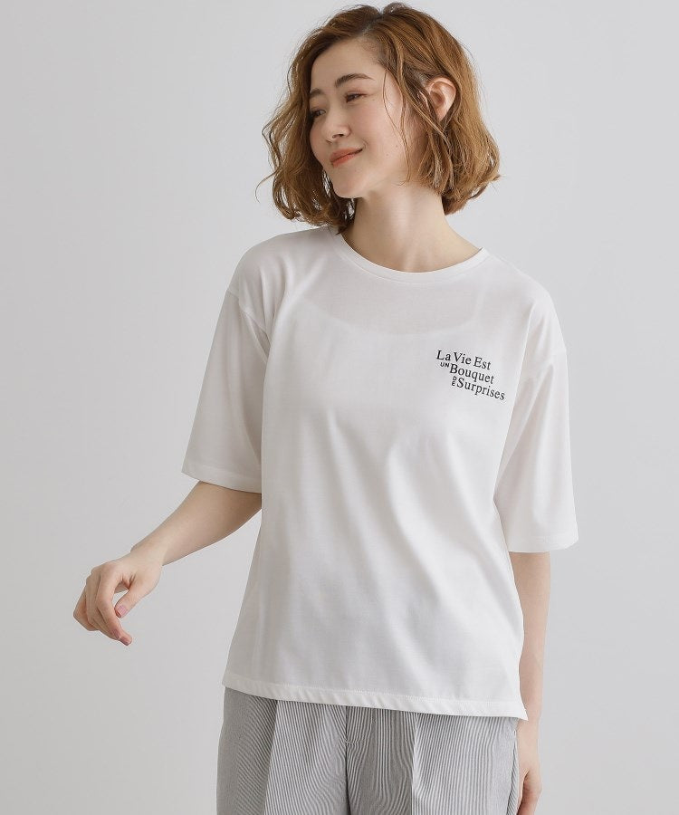 グローブ grove 五分袖ロゴプリントTシャツ （オフホワイト(003)） オフホワイト(003)