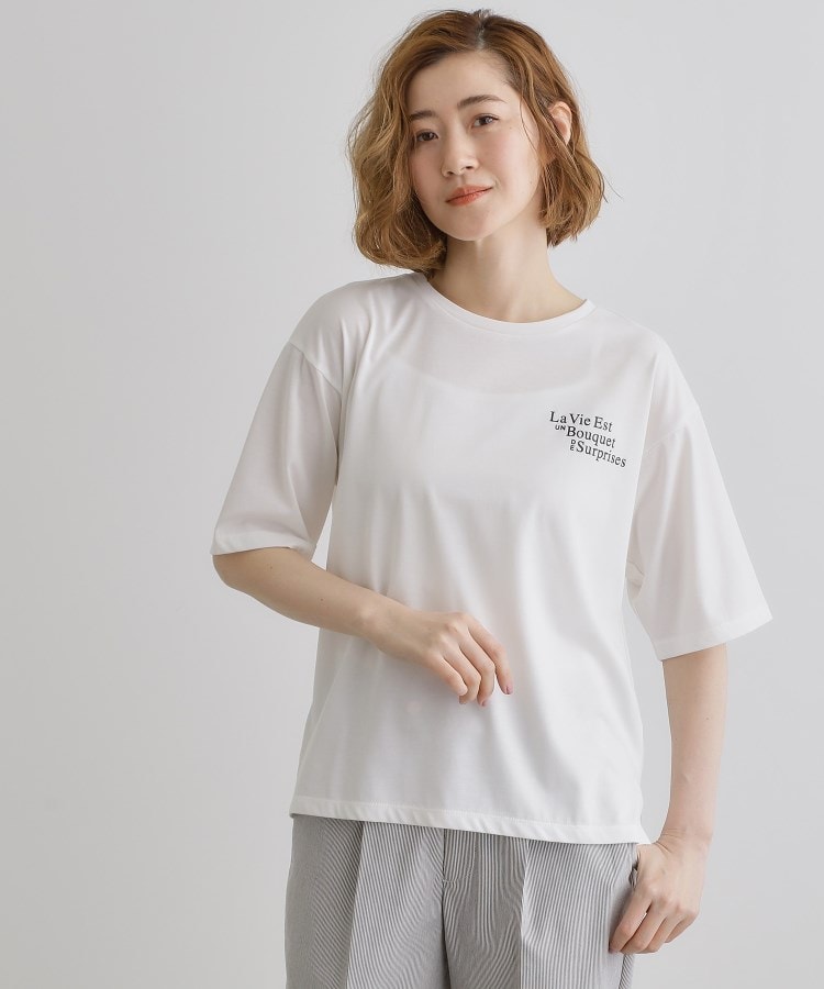 グローブ grove 五分袖ロゴプリントTシャツ （オフホワイト(003)） オフホワイト(003)