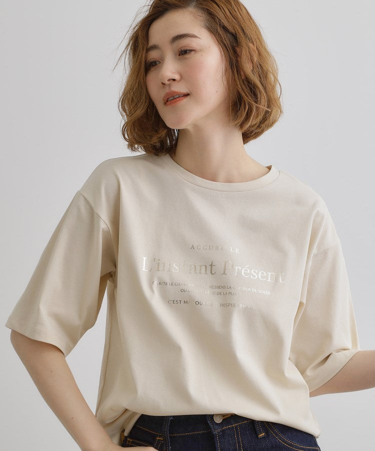 グローブ grove 五分袖ロゴプリントTシャツ （オフホワイト(003)） オフホワイト(003)