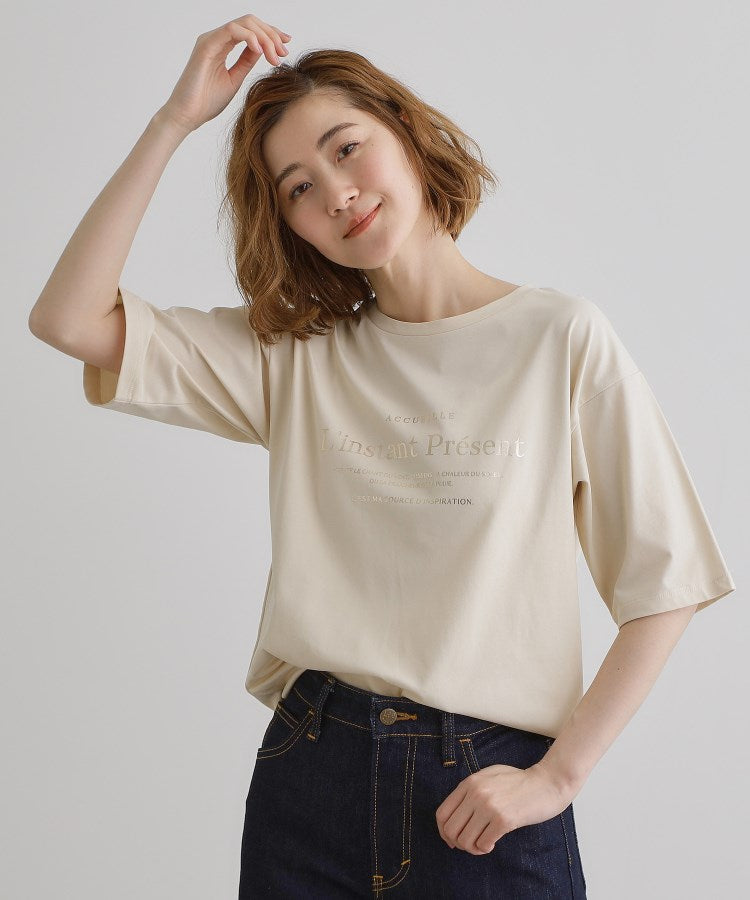 グローブ grove 五分袖ロゴプリントTシャツ （オフホワイト(003)） オフホワイト(003)