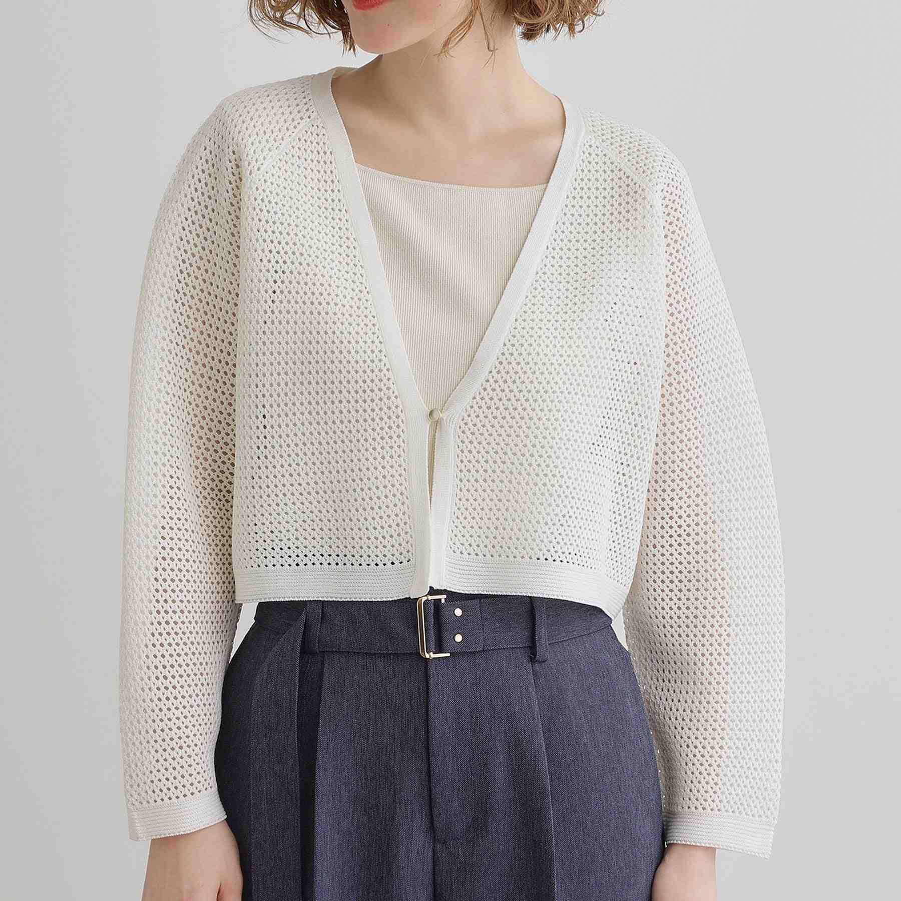グローブ grove ワイドスリーブメッシュカーディガン （オフホワイト(003)） オフホワイト(003)