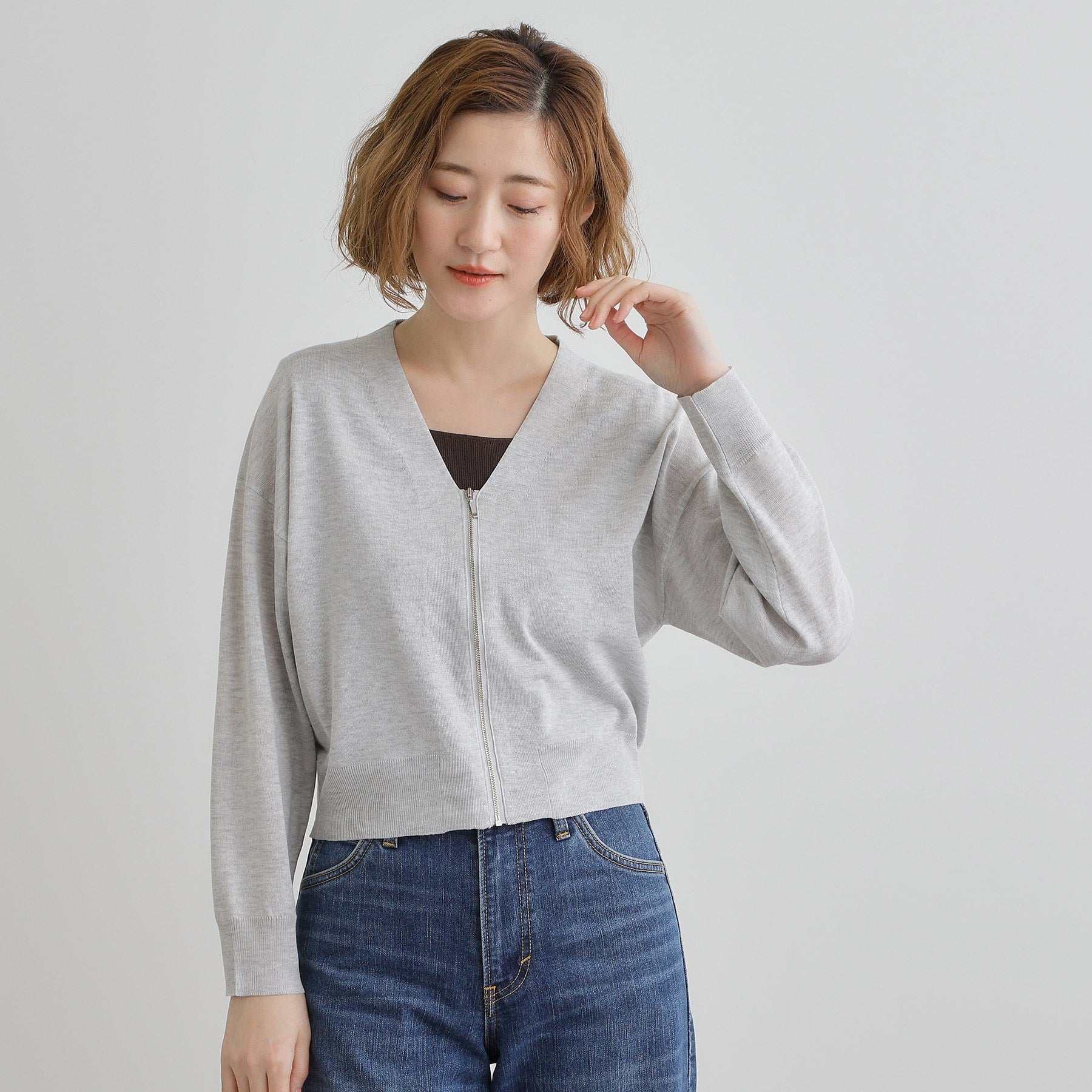 グローブ grove シアーニットジップカーディガン （グレー(012)） グレー(012)