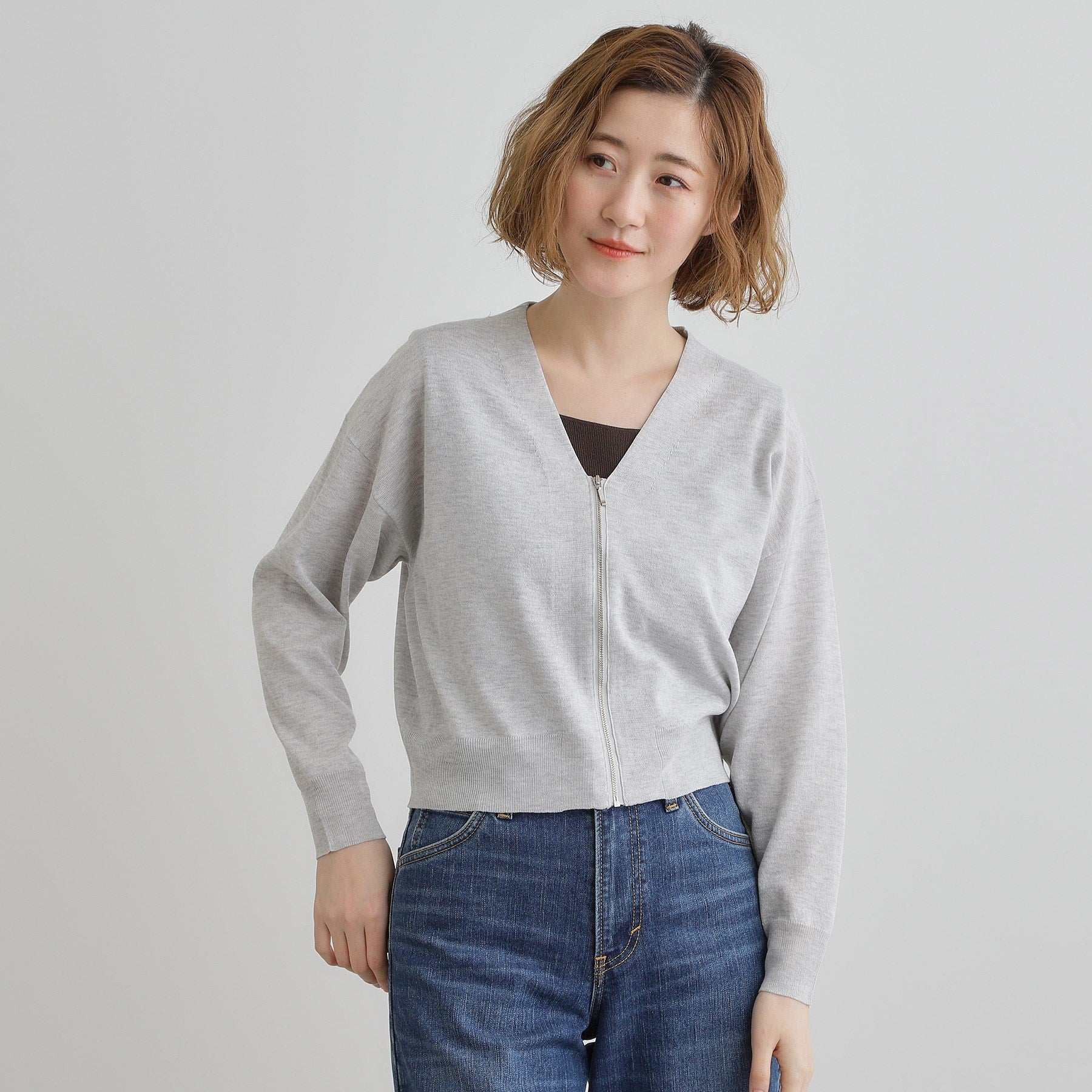 グローブ grove シアーニットジップカーディガン （グレー(012)） グレー(012)
