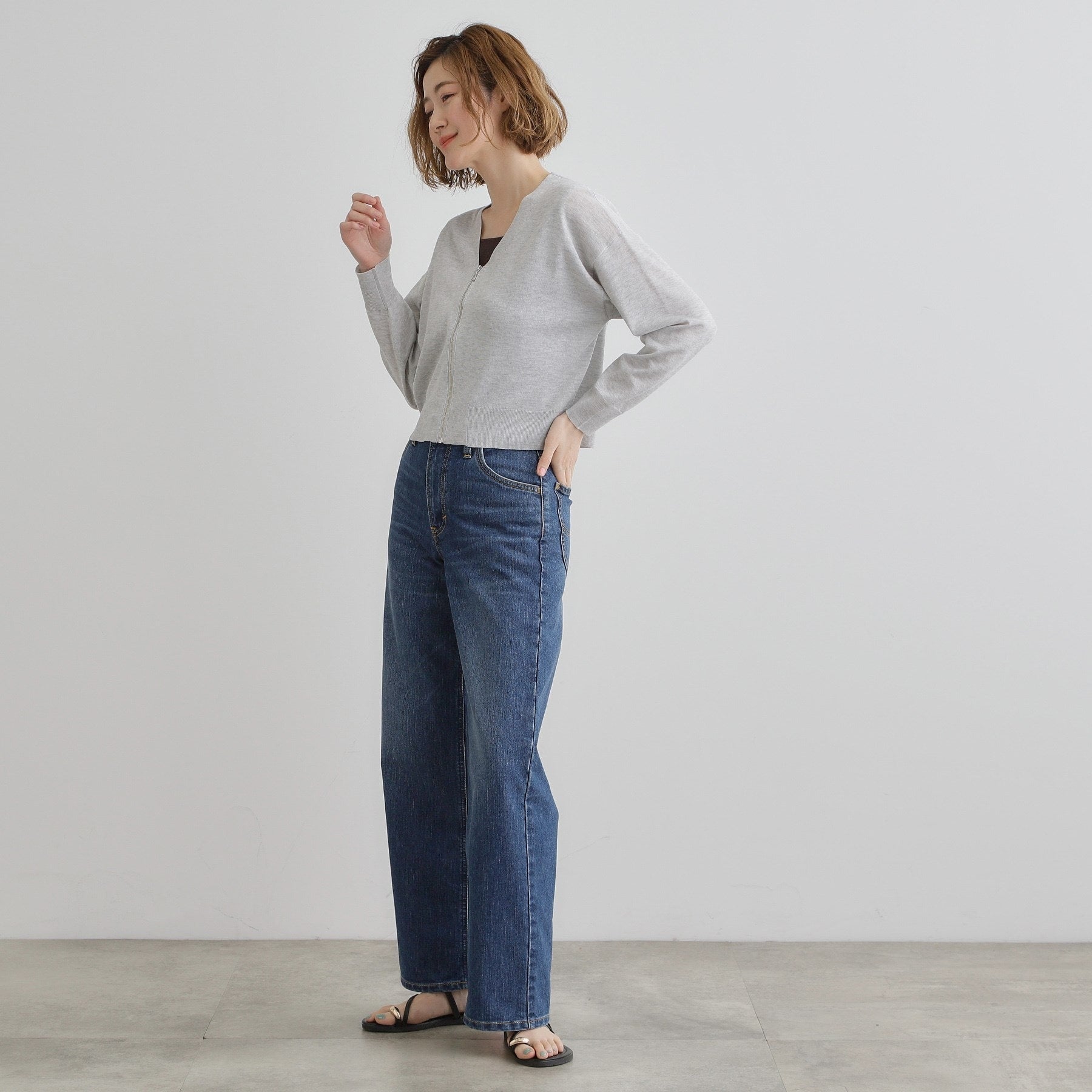 グローブ grove シアーニットジップカーディガン （グレー(012)） グレー(012)