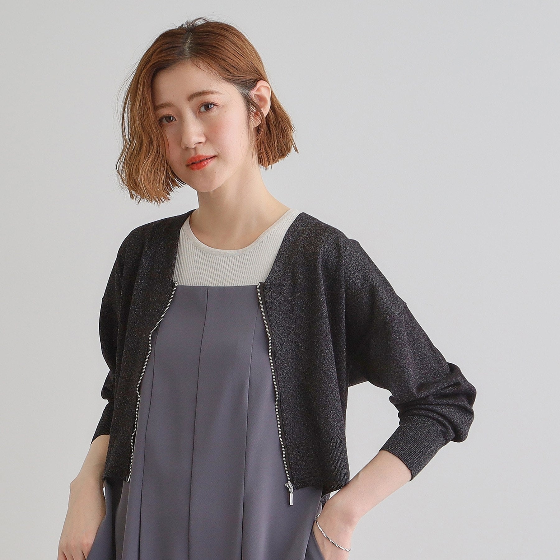 グローブ grove シアーニットジップカーディガン （グレー(012)） グレー(012)