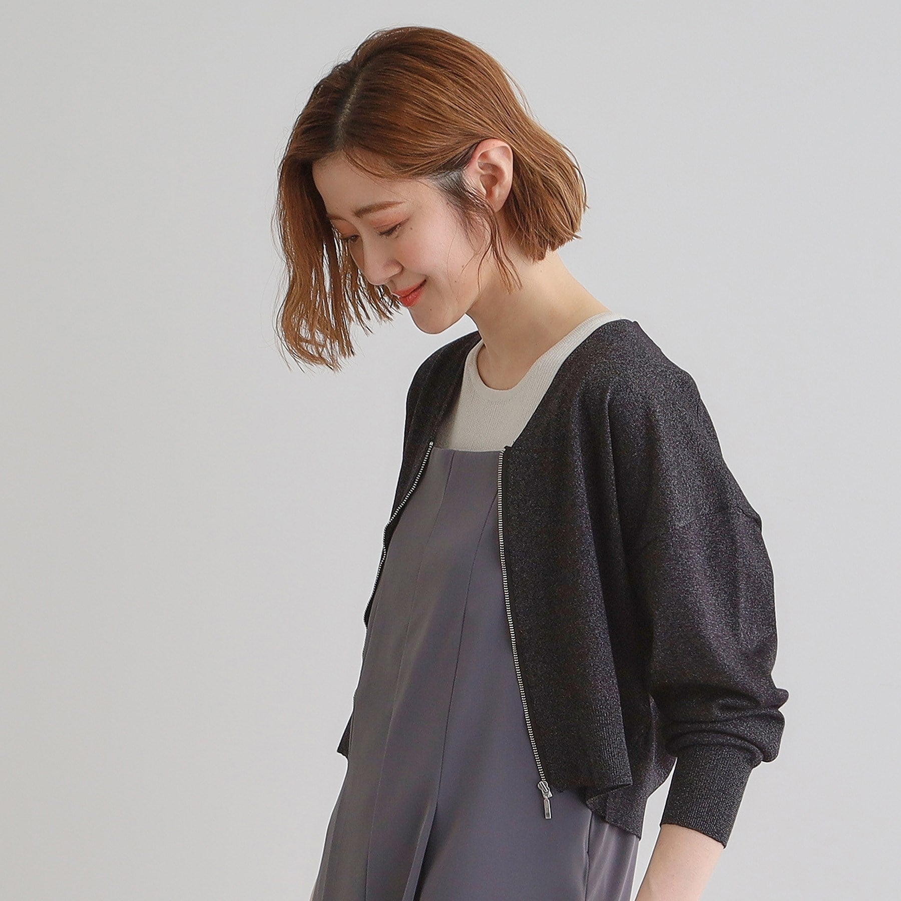 グローブ grove シアーニットジップカーディガン （グレー(012)） グレー(012)