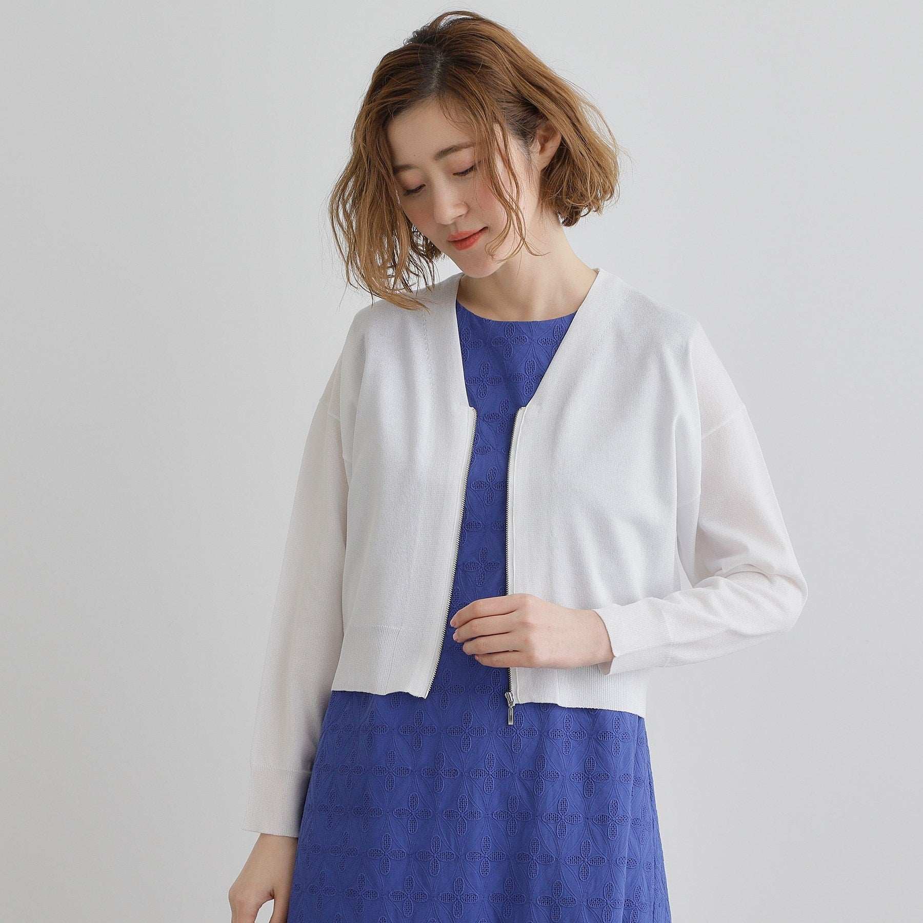 グローブ grove シアーニットジップカーディガン （ホワイト(001)） ホワイト(001)