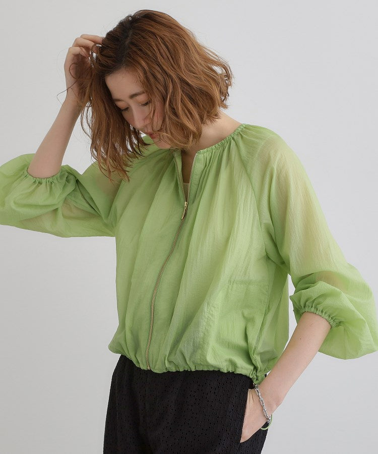 グローブ grove 【洗える】シアーナイロンギャザーブルゾン （ライトグリーン(020)） ライトグリーン(020)