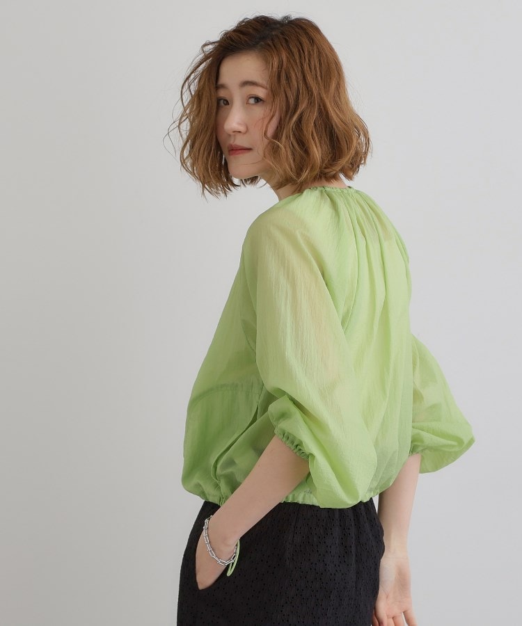 グローブ grove 【洗える】シアーナイロンギャザーブルゾン （ライトグリーン(020)） ライトグリーン(020)