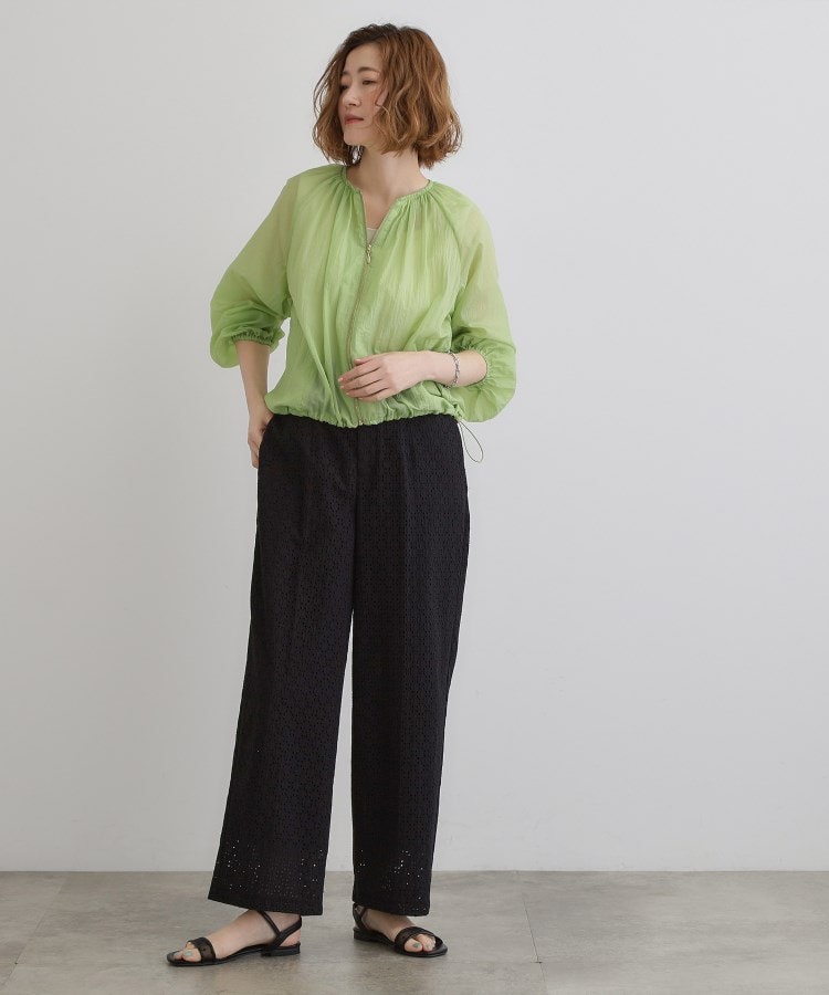 グローブ grove 【洗える】シアーナイロンギャザーブルゾン （ライトグリーン(020)） ライトグリーン(020)