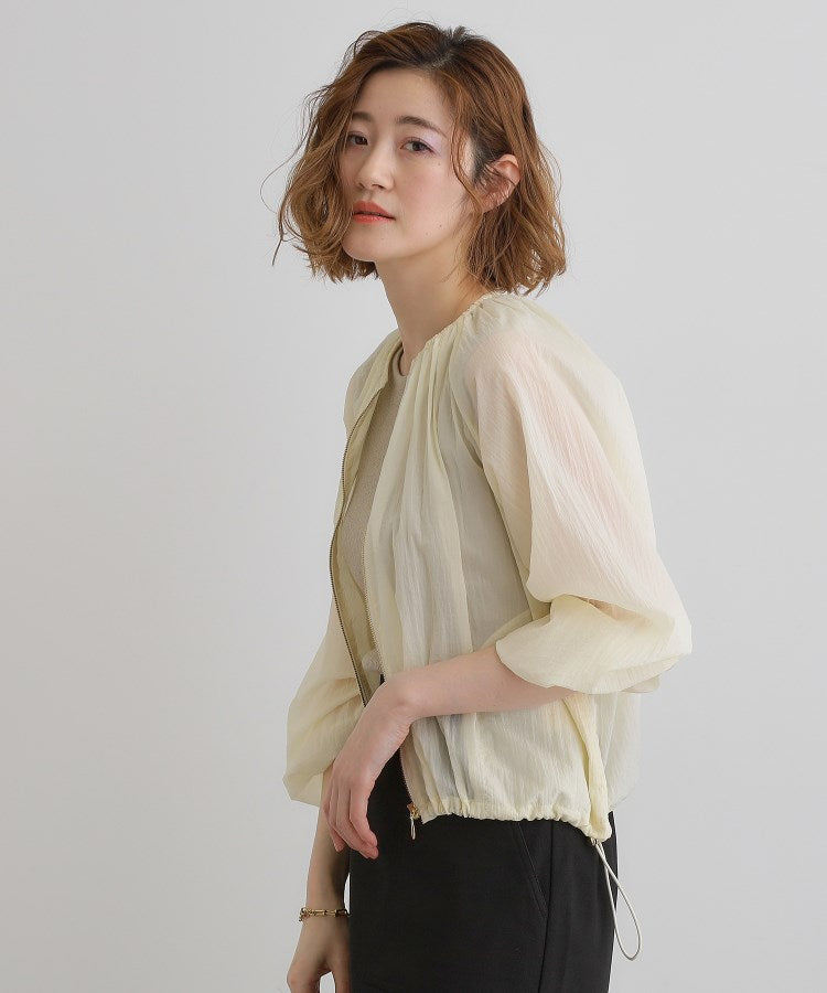 グローブ grove 【洗える】シアーナイロンギャザーブルゾン （ライトグリーン(020)） ライトグリーン(020)