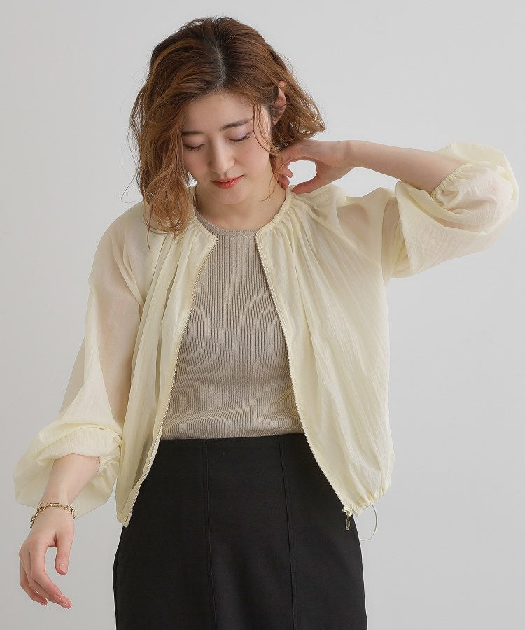 グローブ grove 【洗える】シアーナイロンギャザーブルゾン （ライトグリーン(020)） ライトグリーン(020)