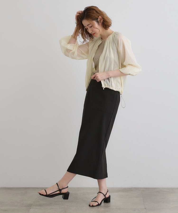 グローブ grove 【洗える】シアーナイロンギャザーブルゾン （ライトグリーン(020)） ライトグリーン(020)