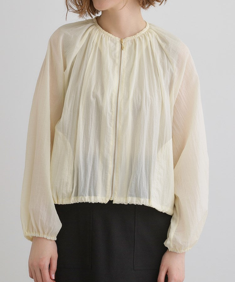 グローブ grove 【洗える】シアーナイロンギャザーブルゾン （ライトグリーン(020)） ライトグリーン(020)