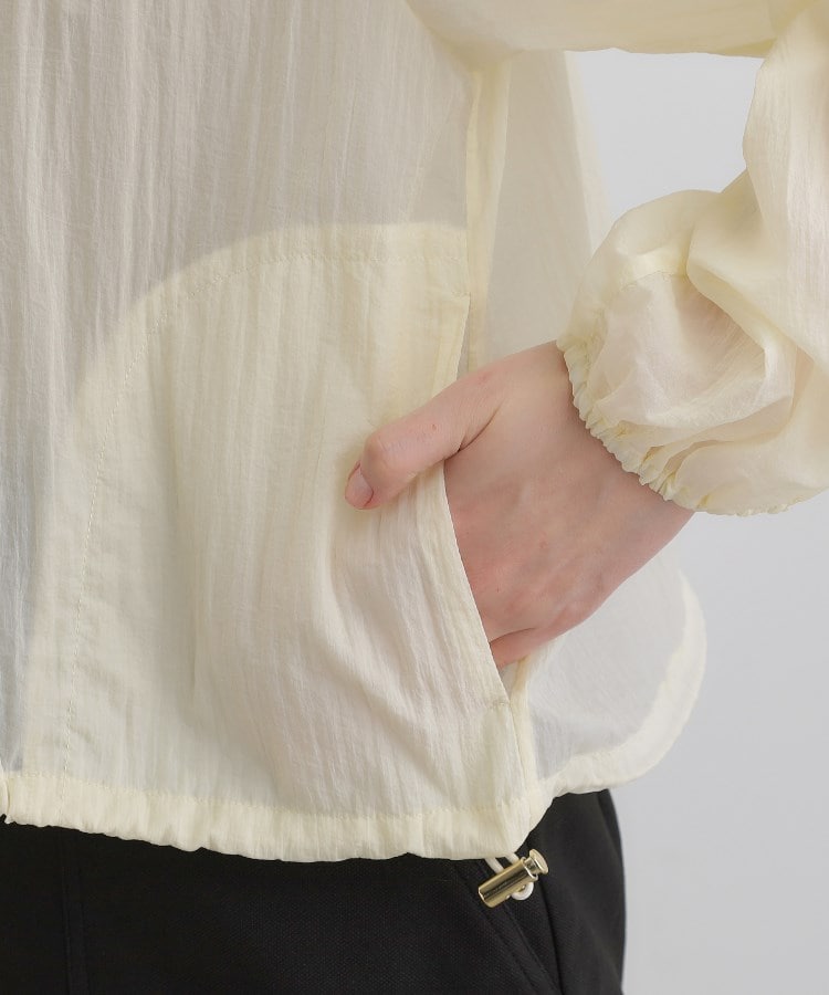 グローブ grove 【洗える】シアーナイロンギャザーブルゾン （ライトグリーン(020)） ライトグリーン(020)